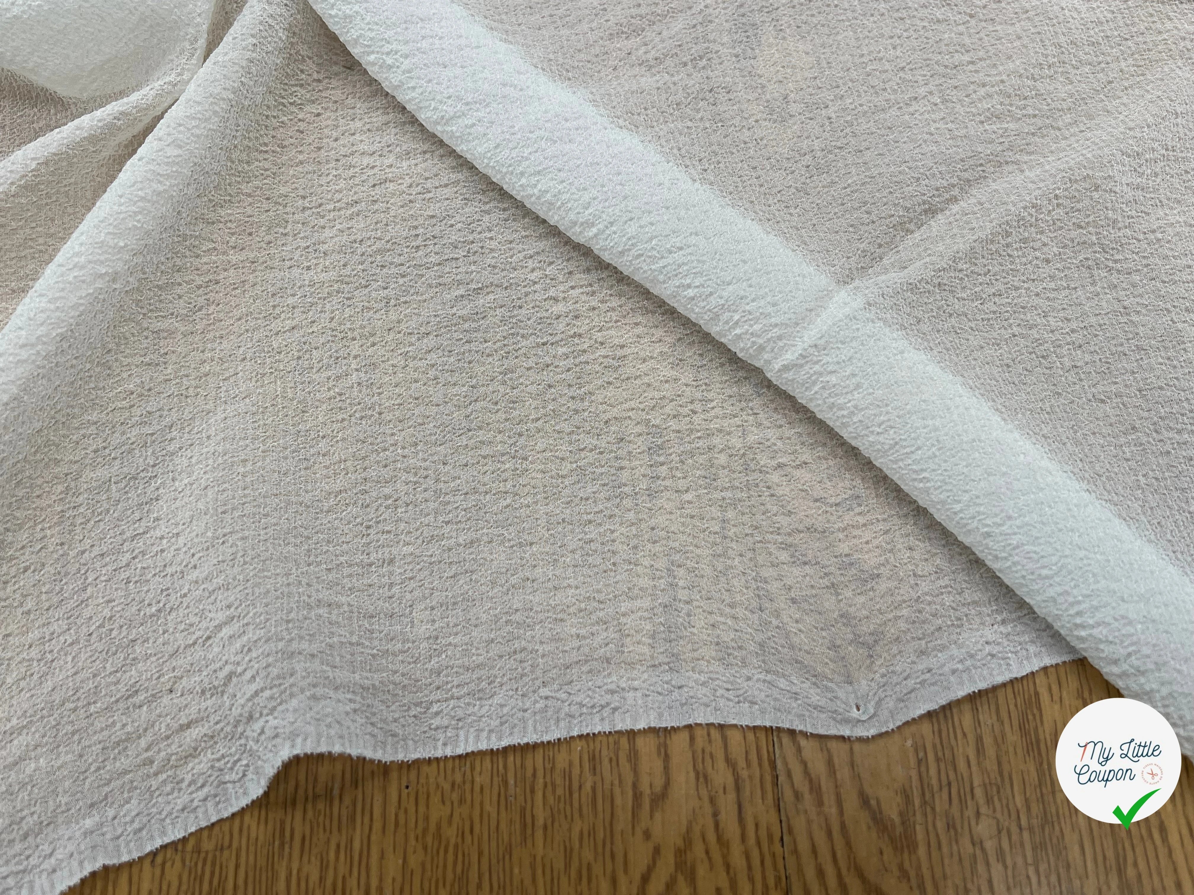 CREPE GAUFFRÉ SOIE BLANC CASSÉ FABRICATION FRANCAISE - My Little Coupon