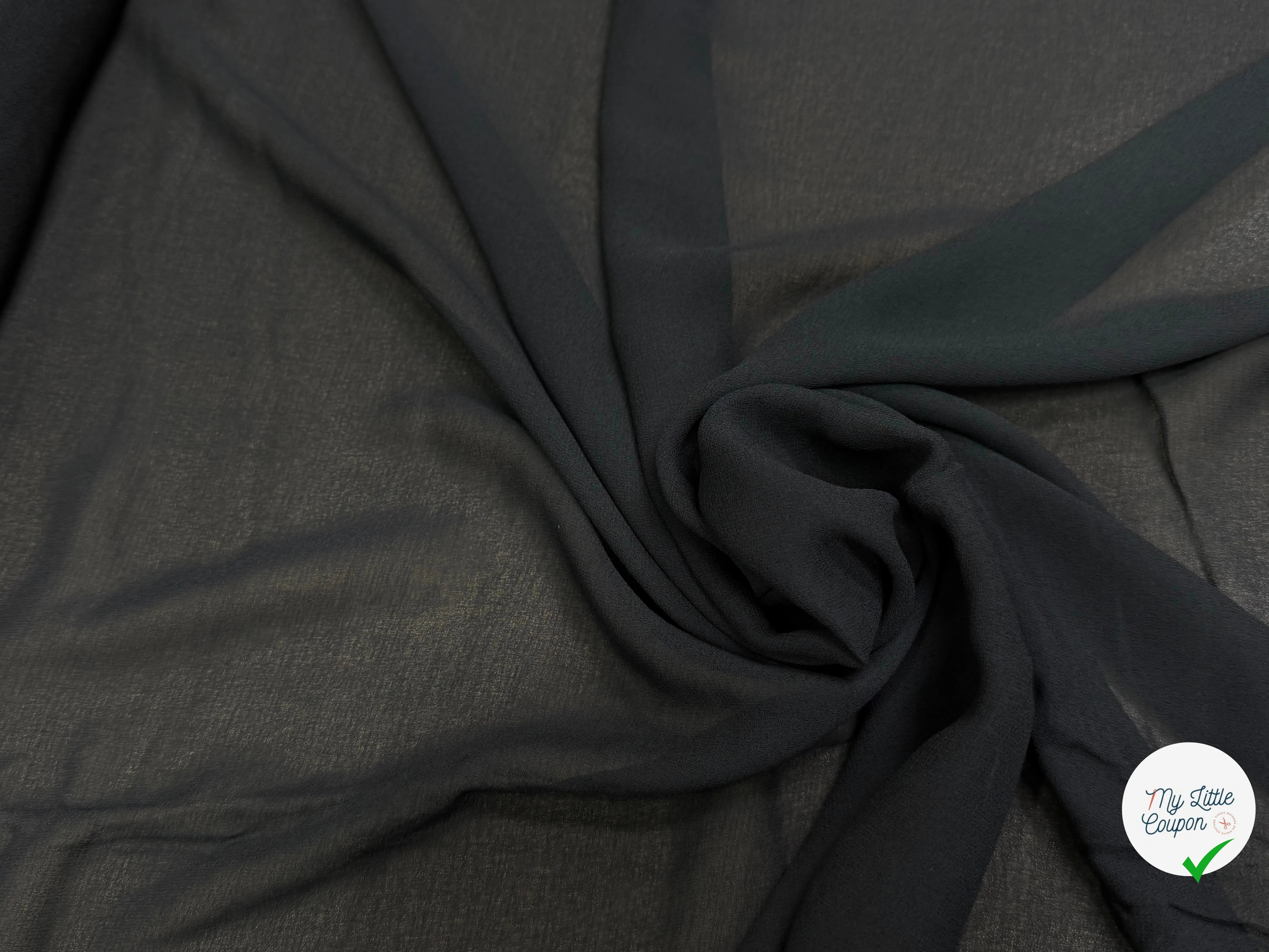 CREPE GEORGETTE 100% VISCOSE FLUIDE NOIR - My Little Coupon