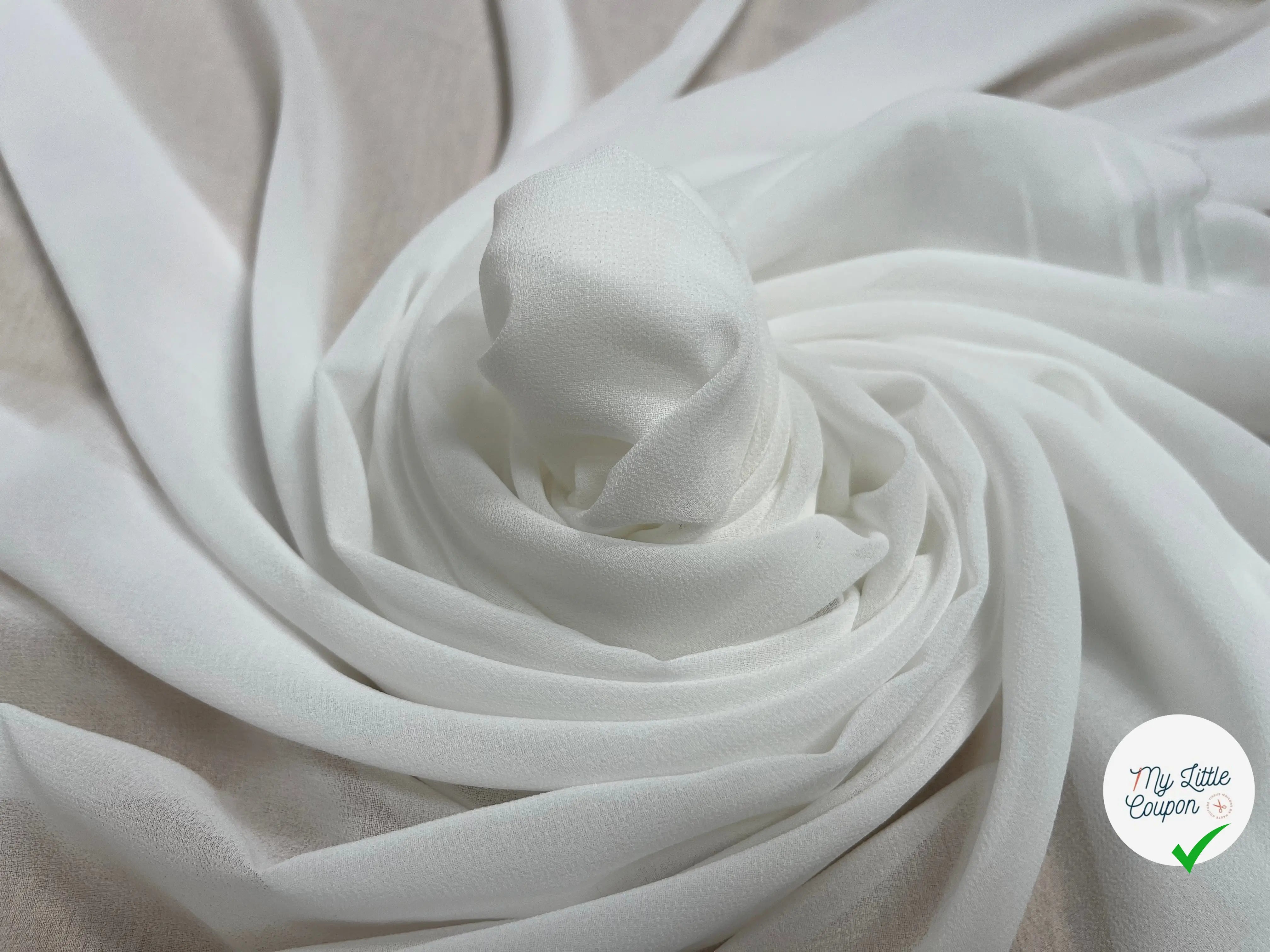 CREPE GEORGETTE BLANC POLYESTER - My Little Coupon