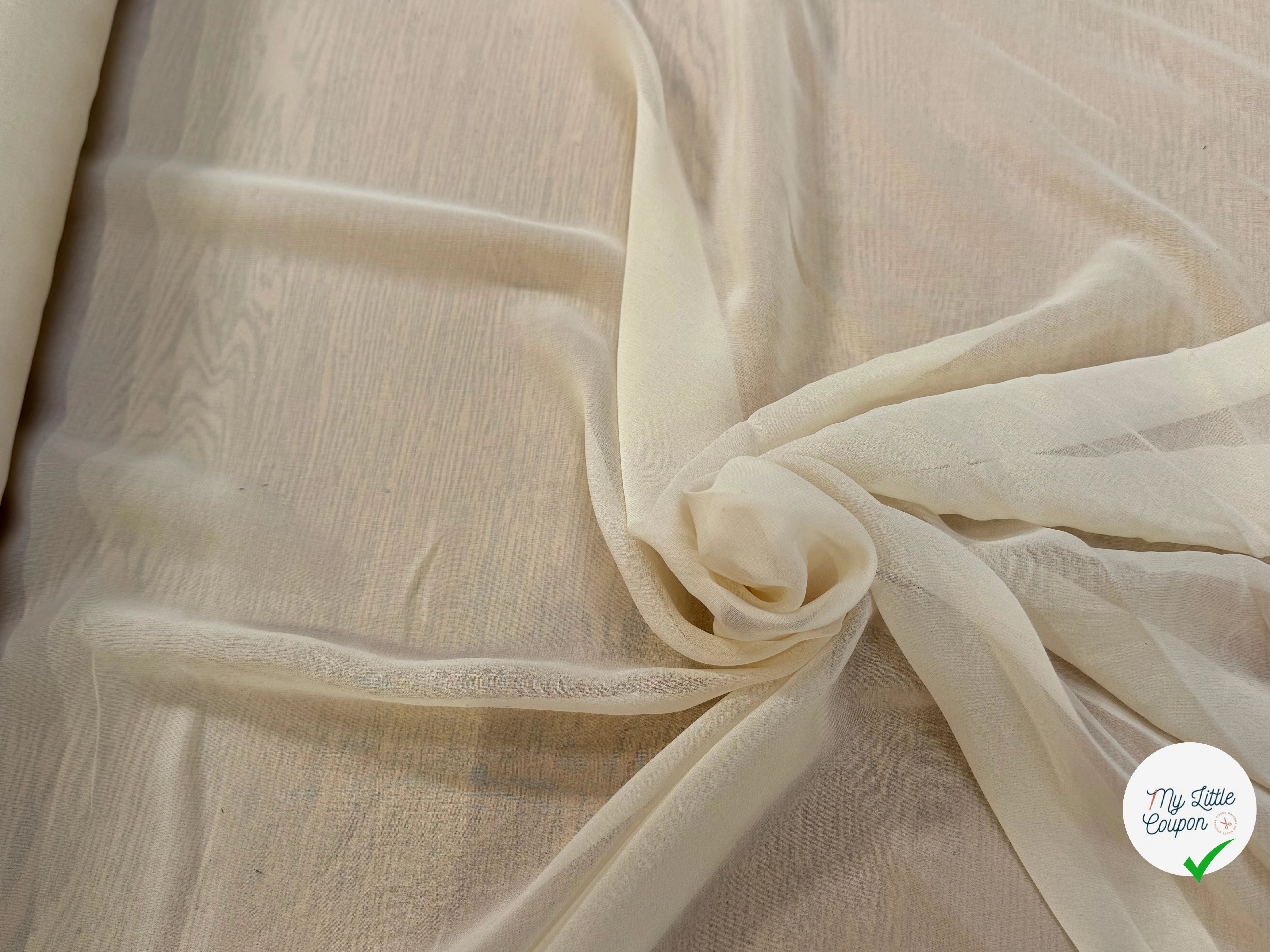 CREPE GEORGETTE DE SOIE BEIGE VANILLE - My Little Coupon