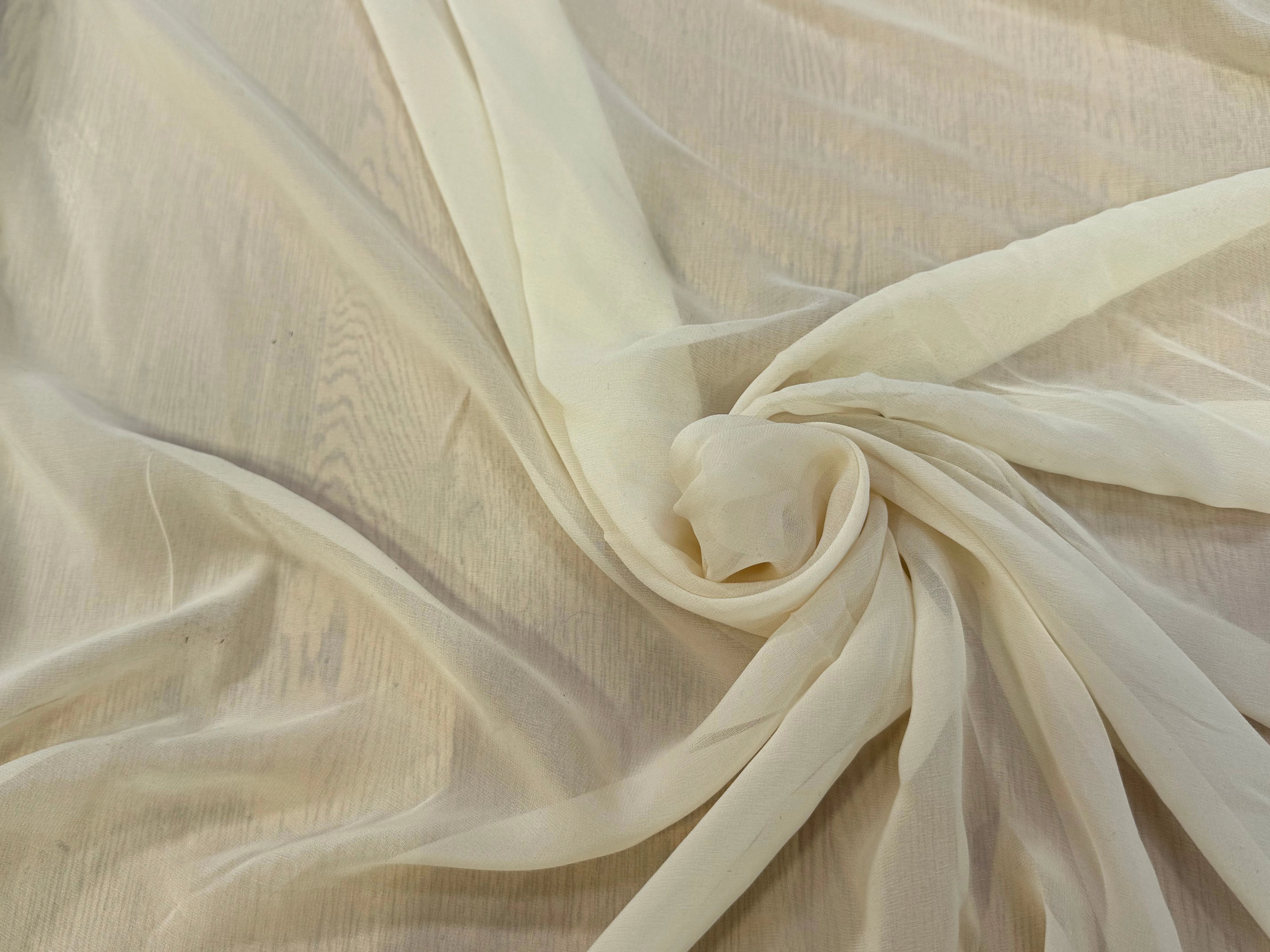 CREPE GEORGETTE DE SOIE BEIGE VANILLE - My Little Coupon