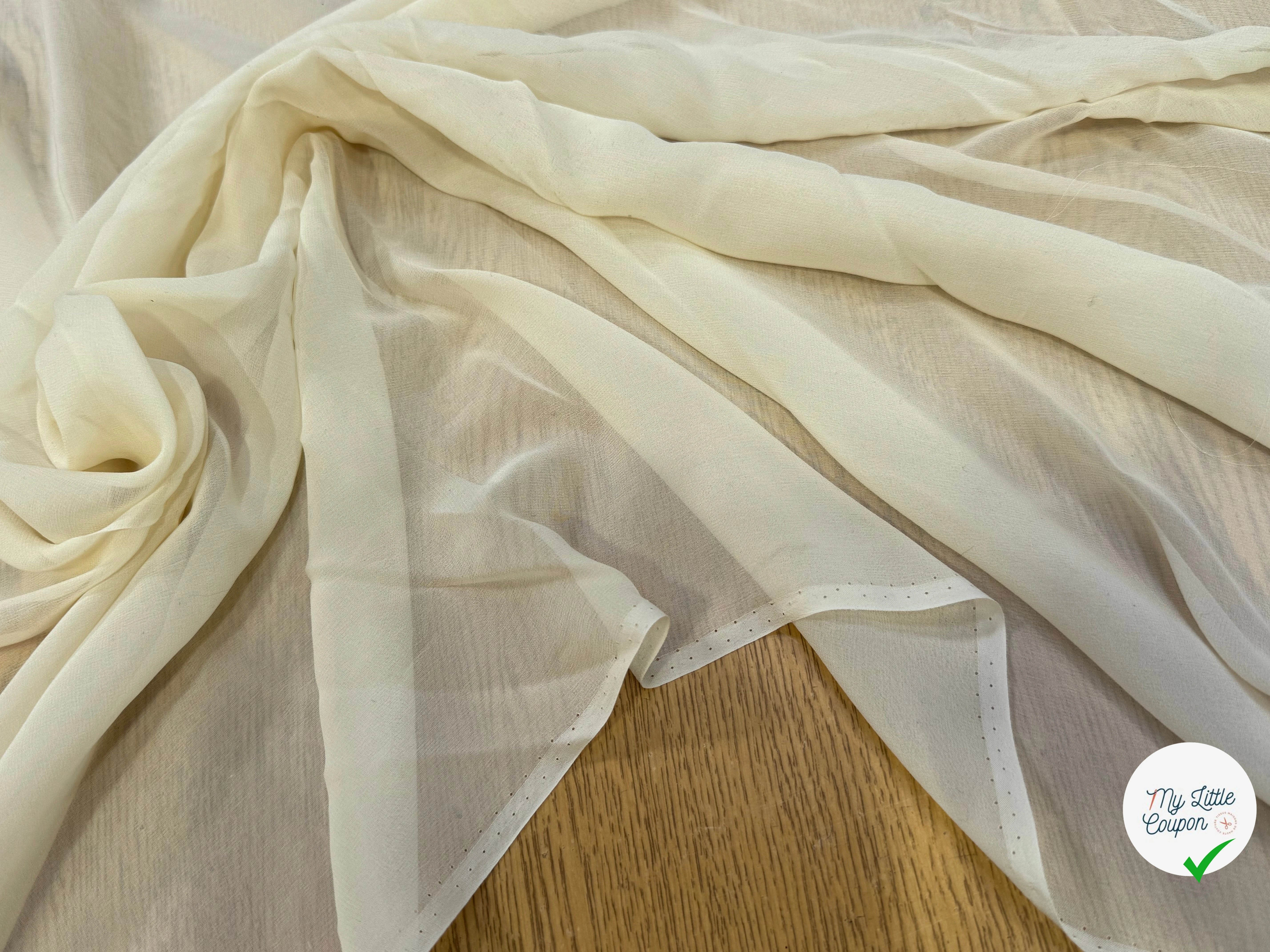 CREPE GEORGETTE DE SOIE BEIGE VANILLE - My Little Coupon
