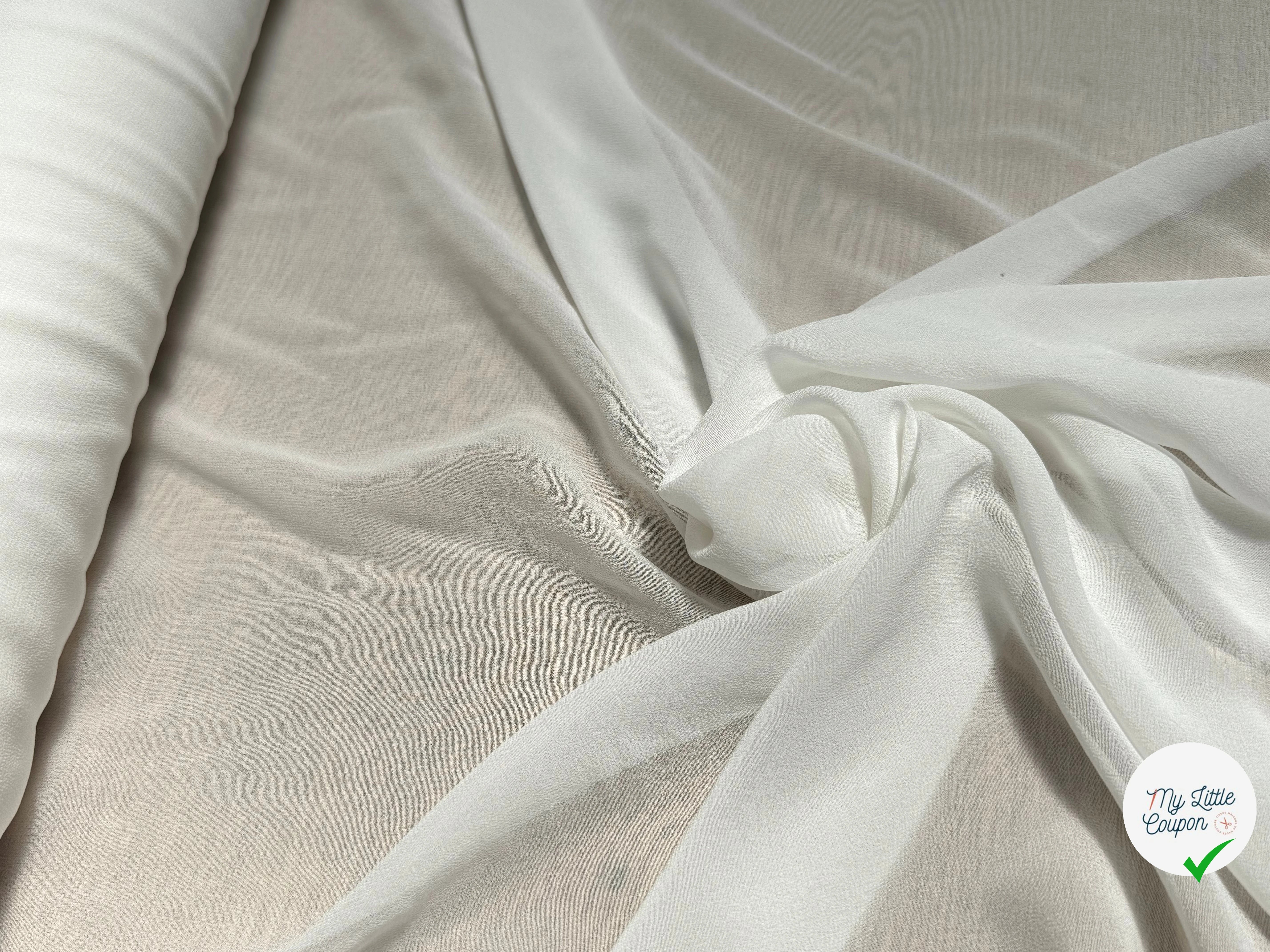CREPE GEORGETTE DE SOIE ÉCRU FLUIDE 100% SOIE - My Little Coupon