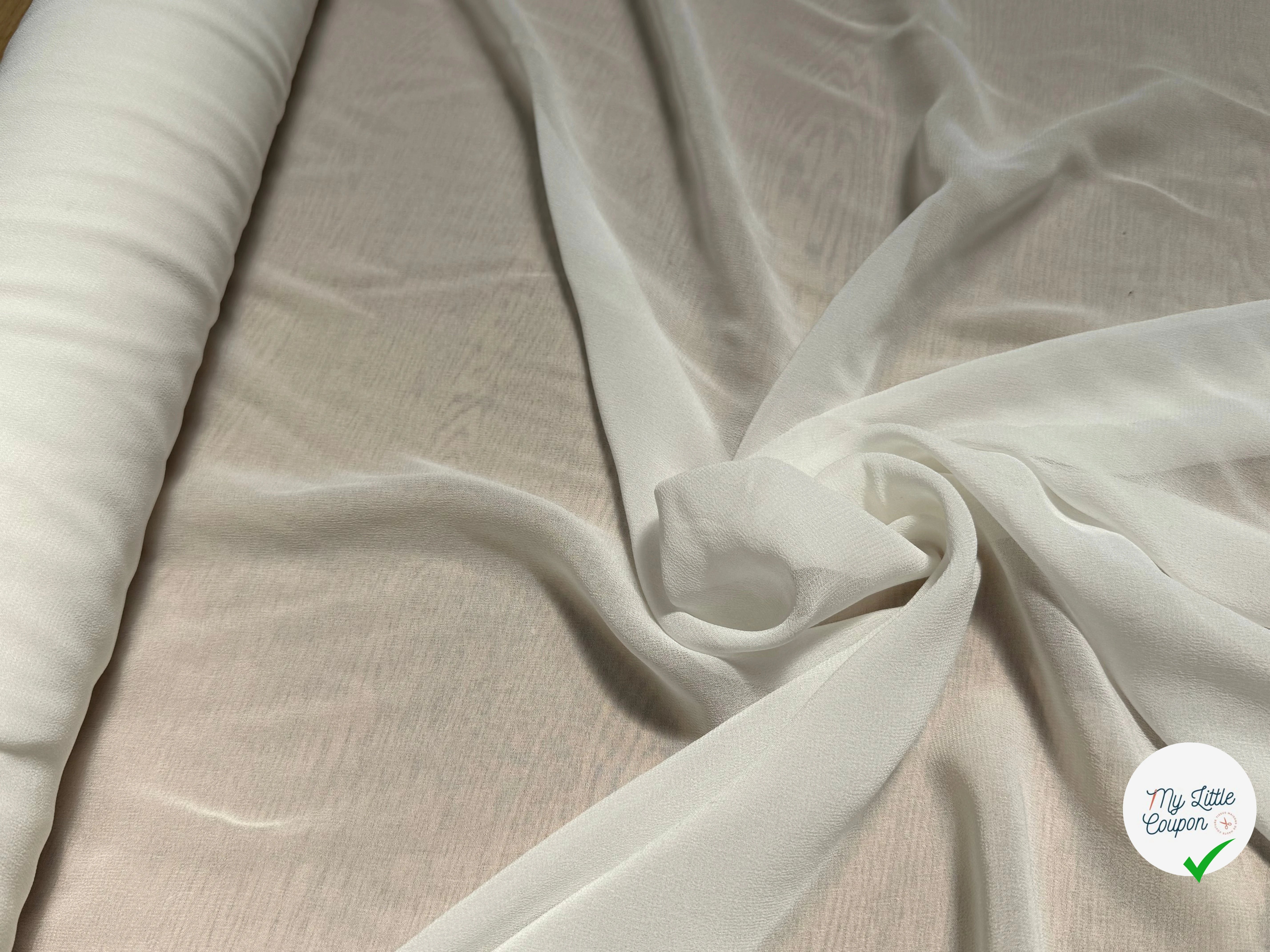 CREPE GEORGETTE DE SOIE ÉCRU FLUIDE 100% SOIE - My Little Coupon