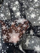 CREPE GEORGETTE DE SOIE FLOCONS NOIR - My Little Coupon