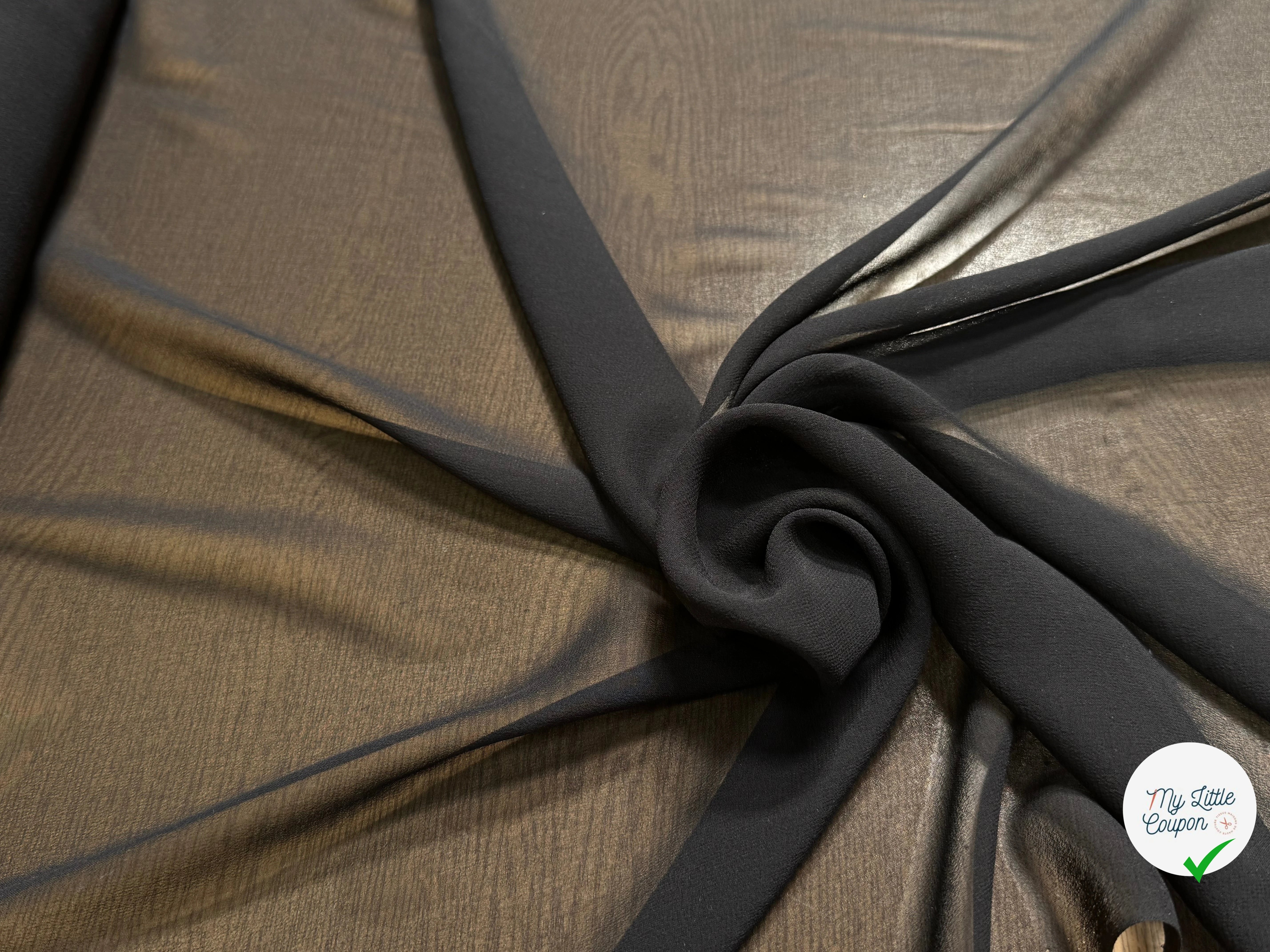 CREPE GEORGETTE DE SOIE FLUIDE NOIR EN 140 - My Little Coupon