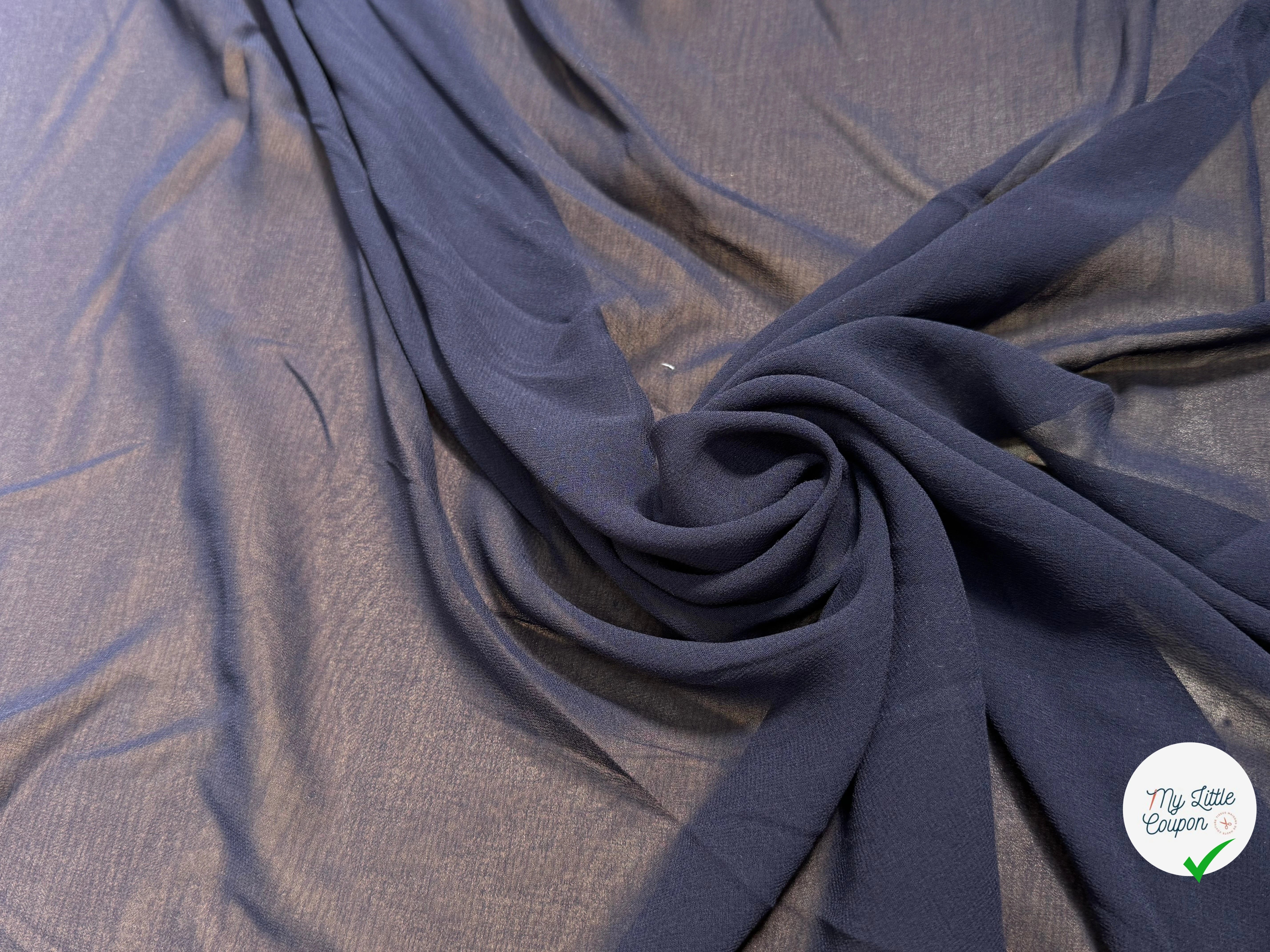 CREPE GEORGETTE DE SOIE MARINE EN 110 - My Little Coupon