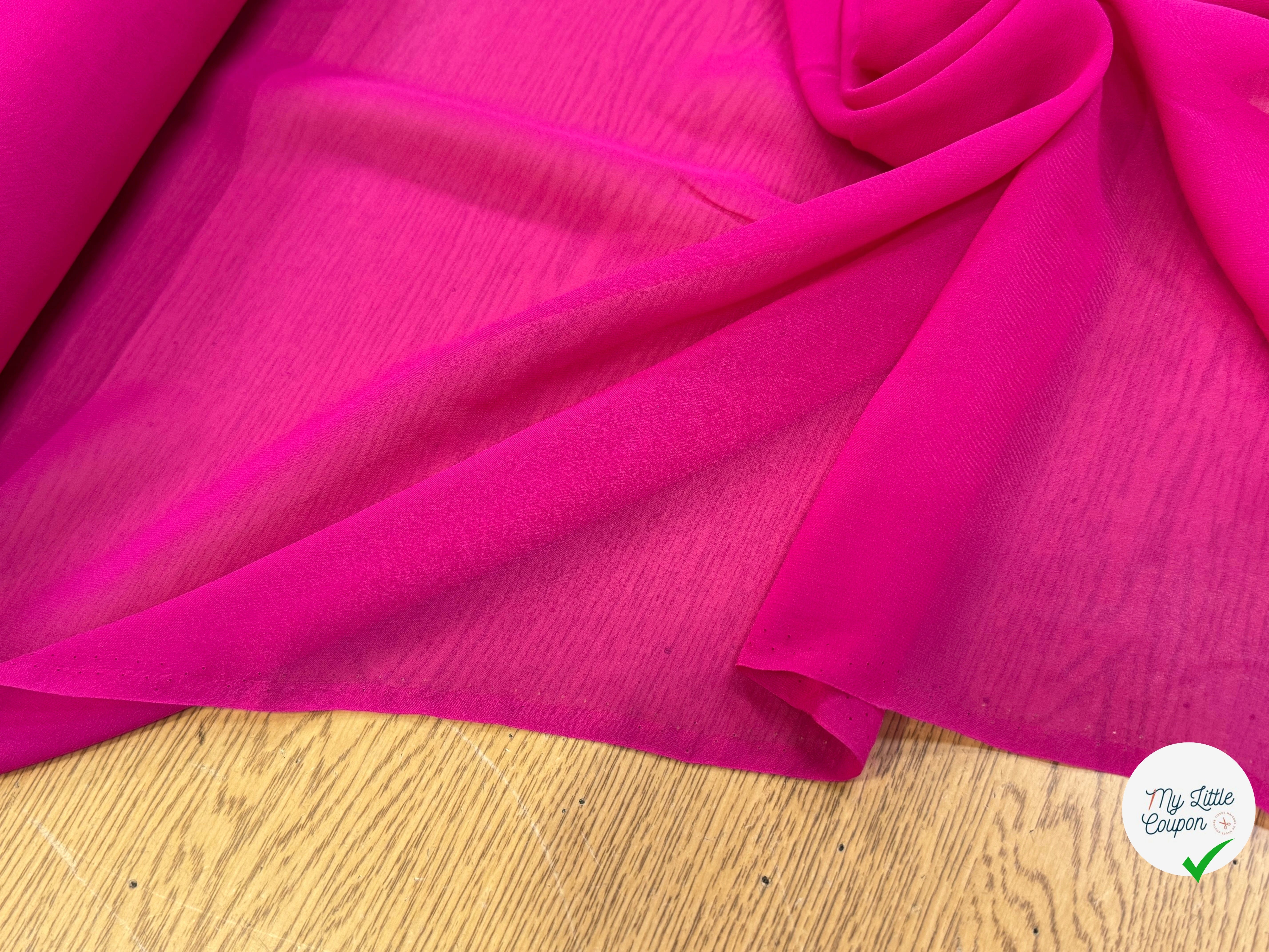 CREPE GEORGETTE DE SOIE ROSE FLASHY - My Little Coupon