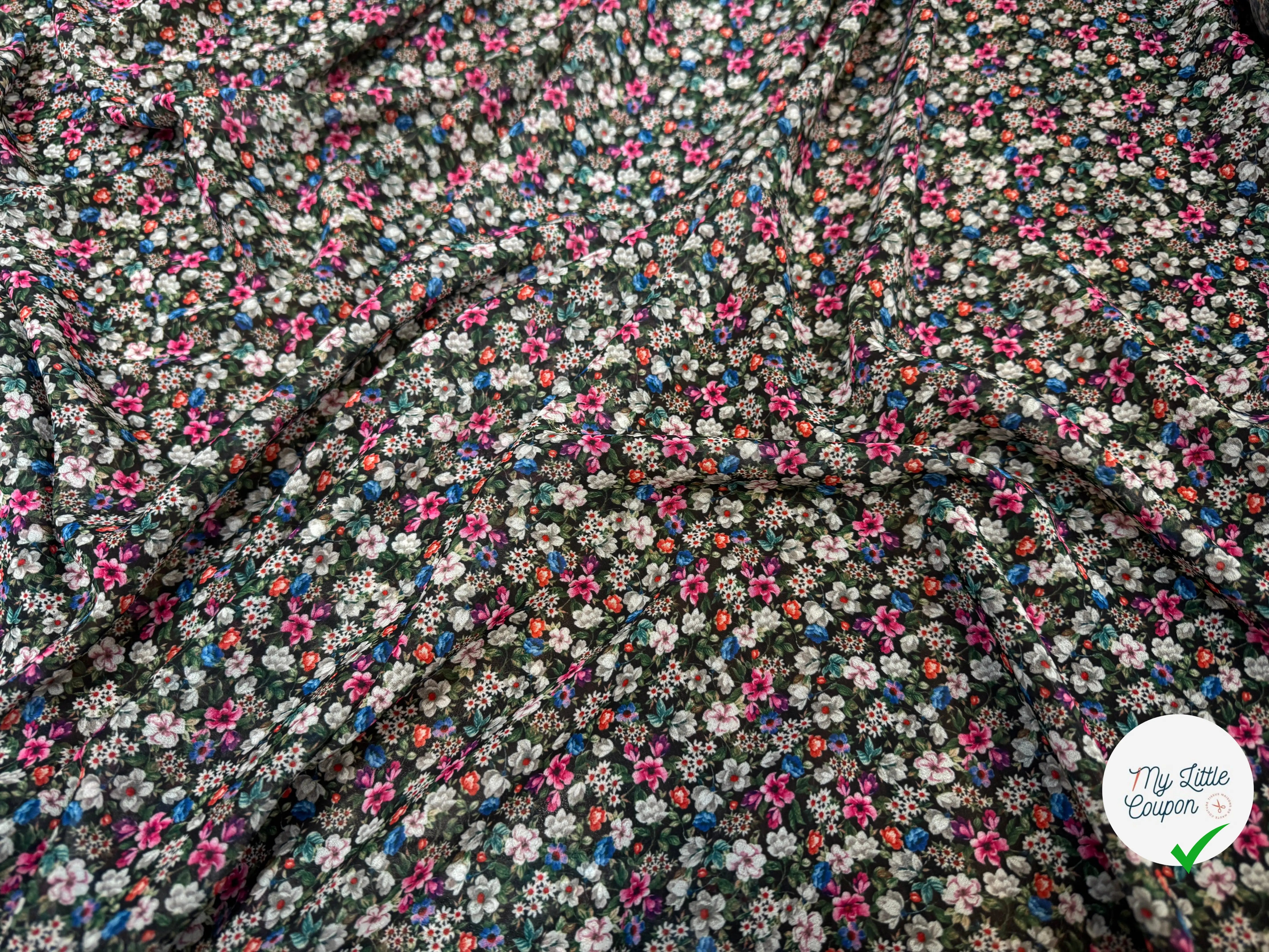 CREPE GEORGETTE EXPLOSION DE FLEURS - My Little Coupon