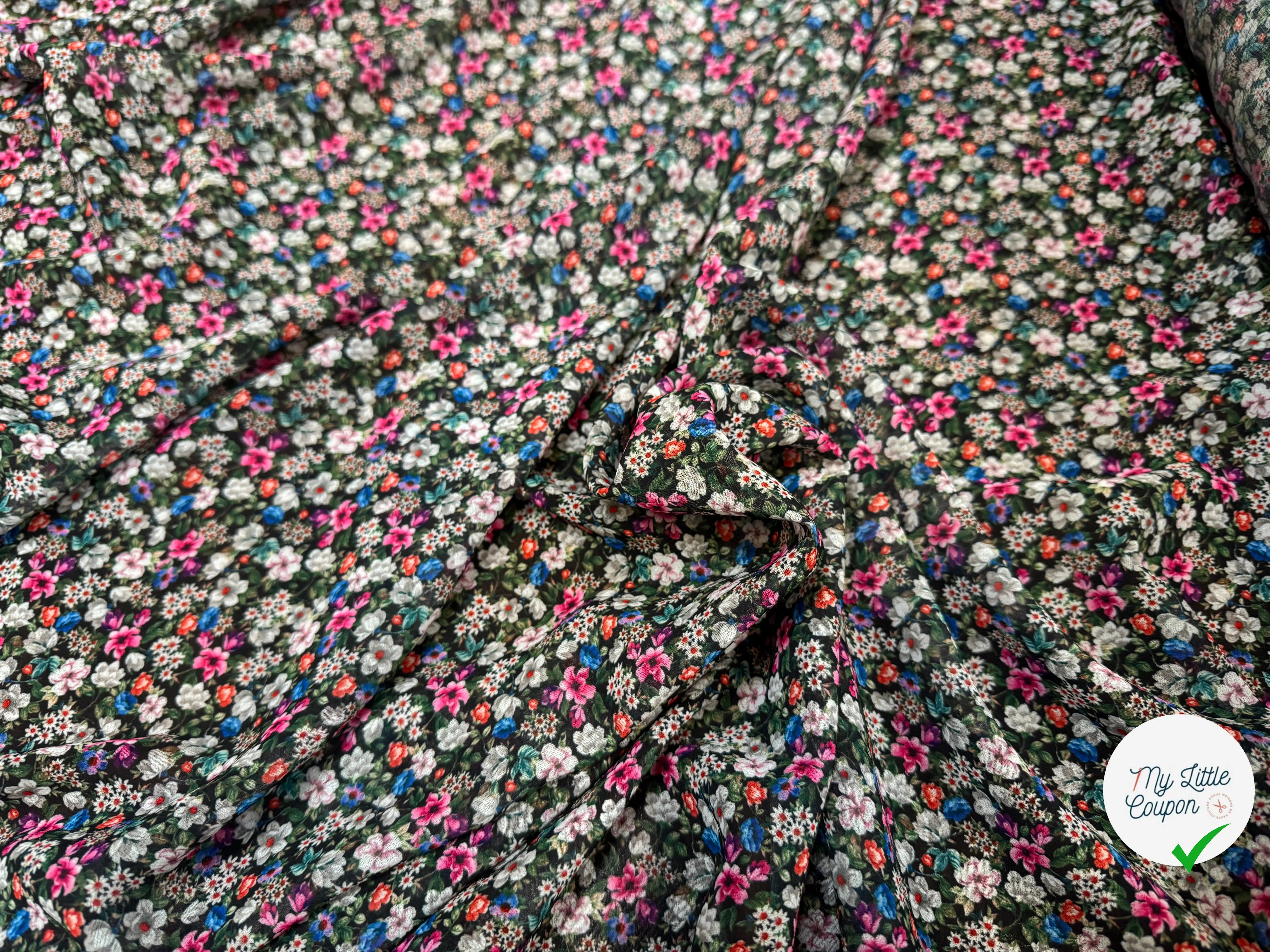 CREPE GEORGETTE EXPLOSION DE FLEURS - My Little Coupon