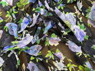 CREPE GEORGETTE FOND NOIR MOTIFS FLEURS VIOLET - My Little Coupon