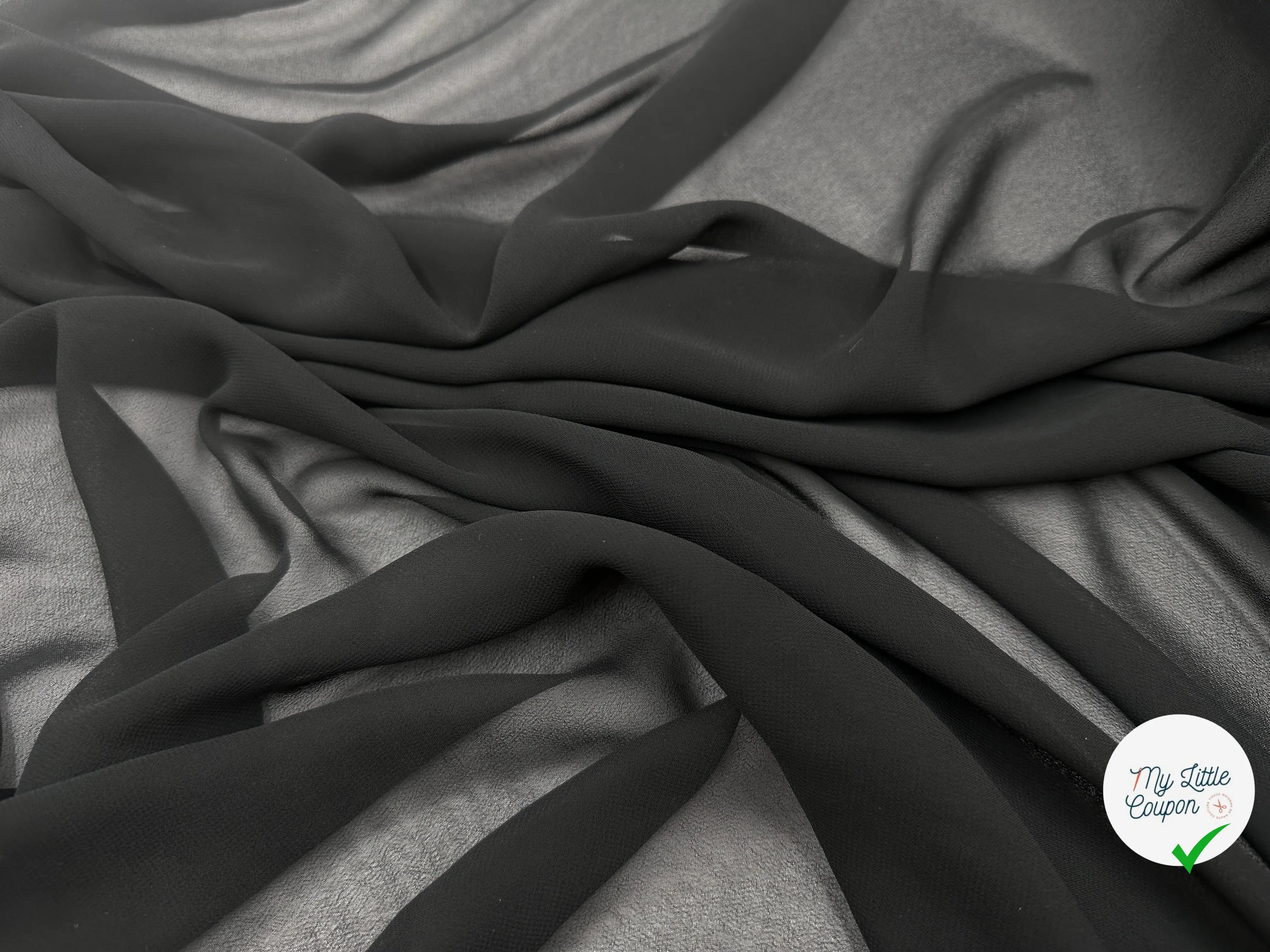 CRÊPE GEORGETTE POLYESTER NOIR - My Little Coupon