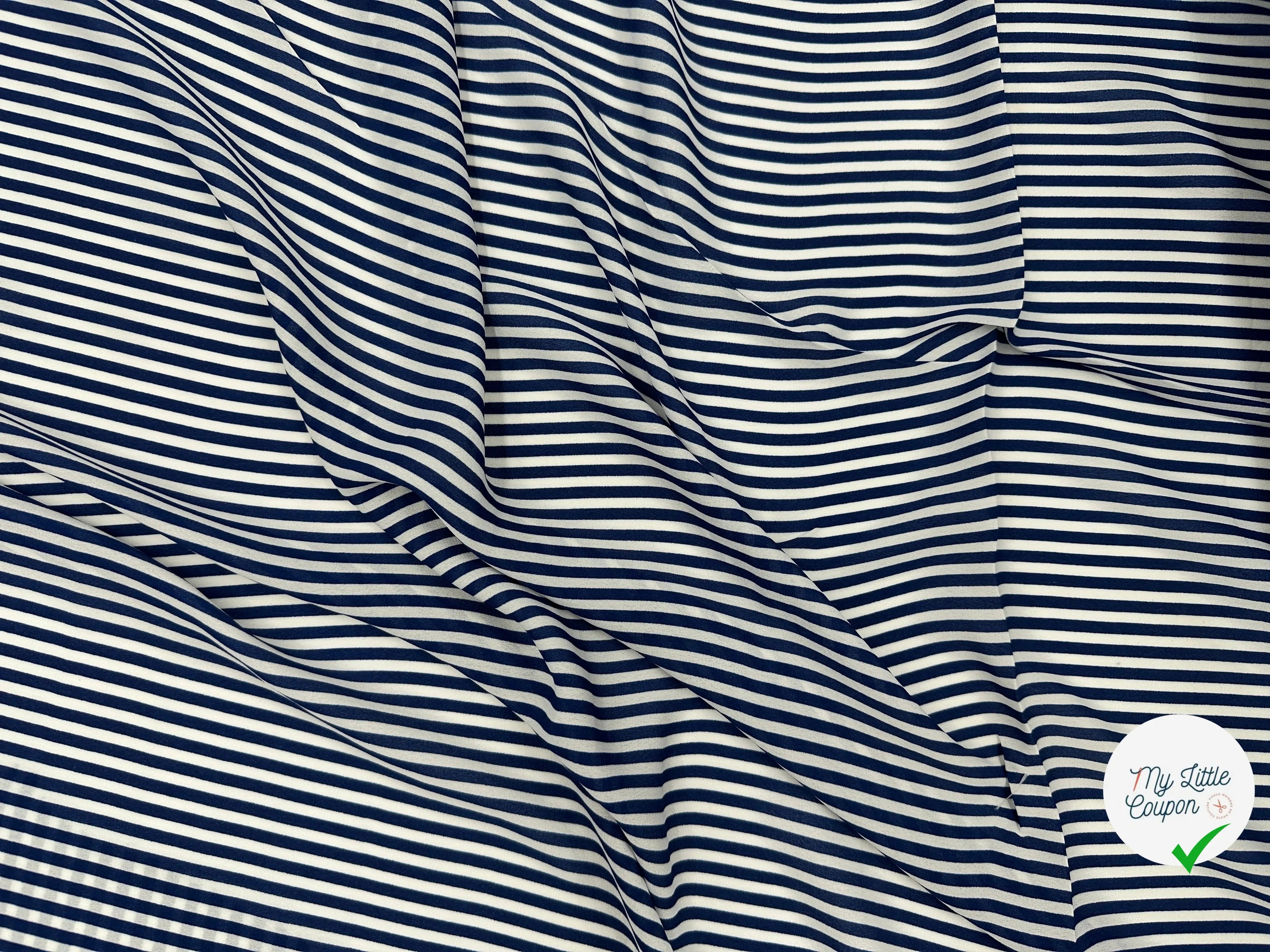 CRÊPE GEORGETTE RAYURES BLEU & BLANC MLC INTERN