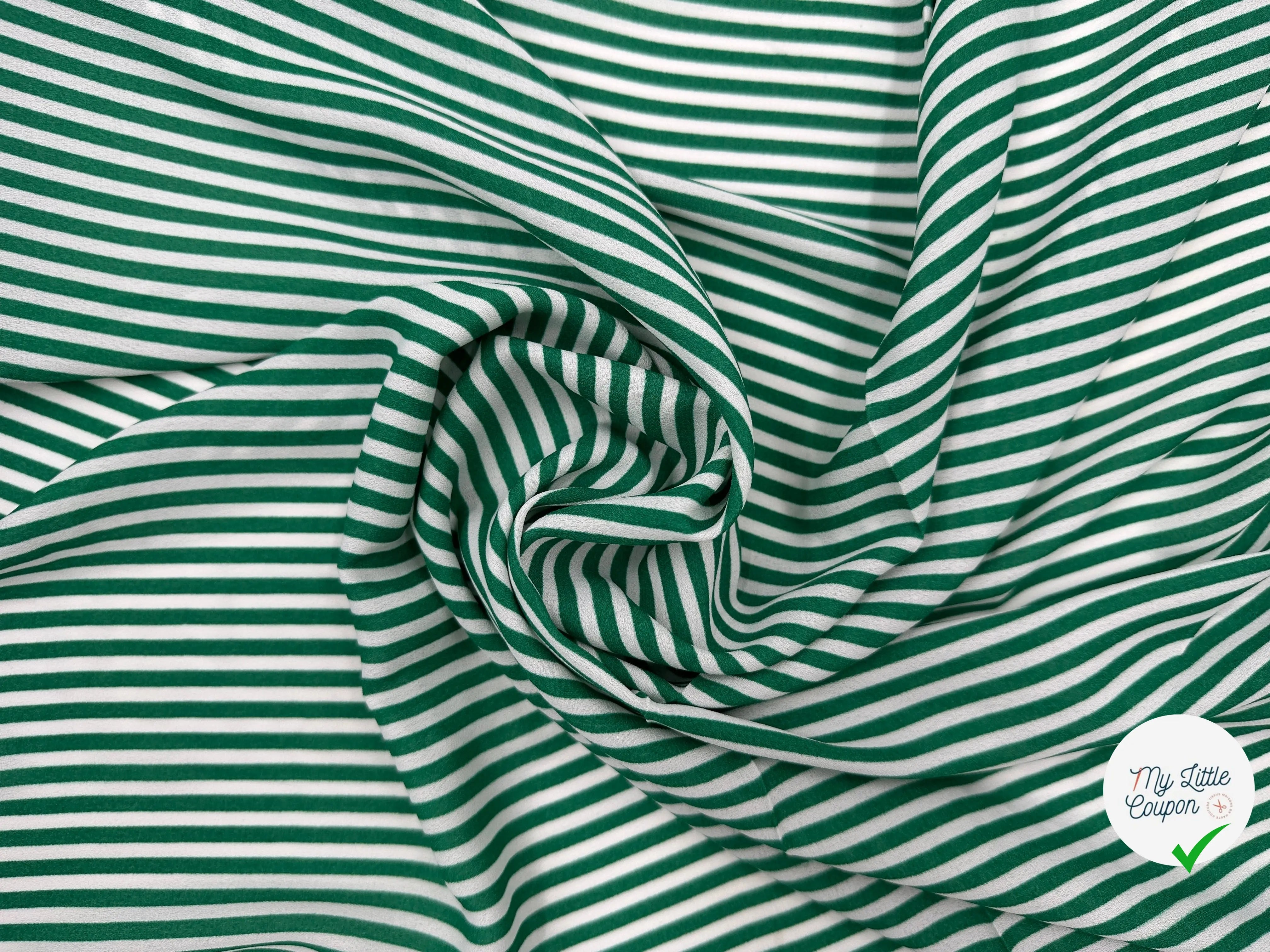 CRÊPE GEORGETTE RAYURES VERT BLANC MLC INTERN