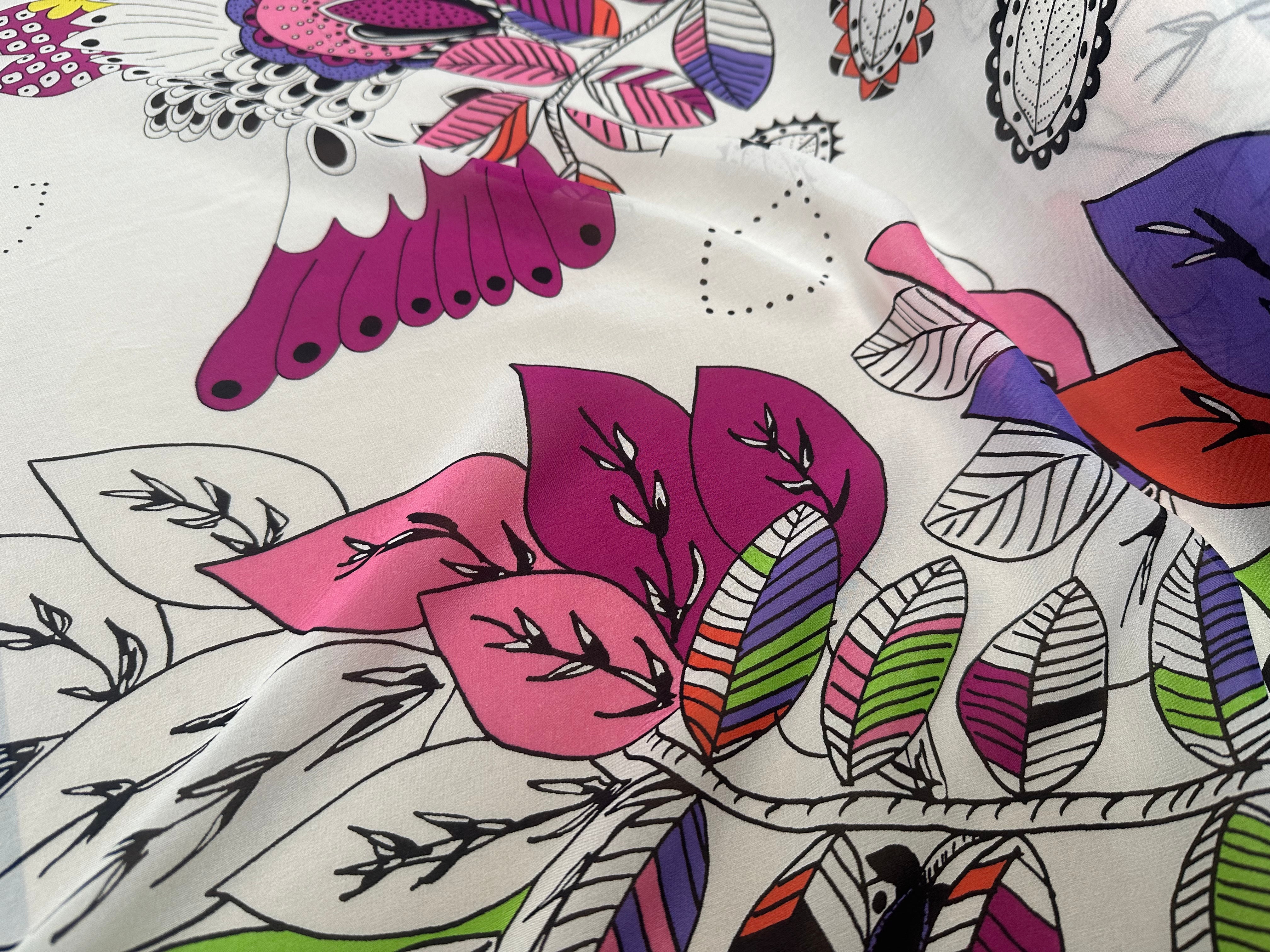 CREPE GEORGETTE SOIE FIORI PSICHEDELICI - My Little Coupon
