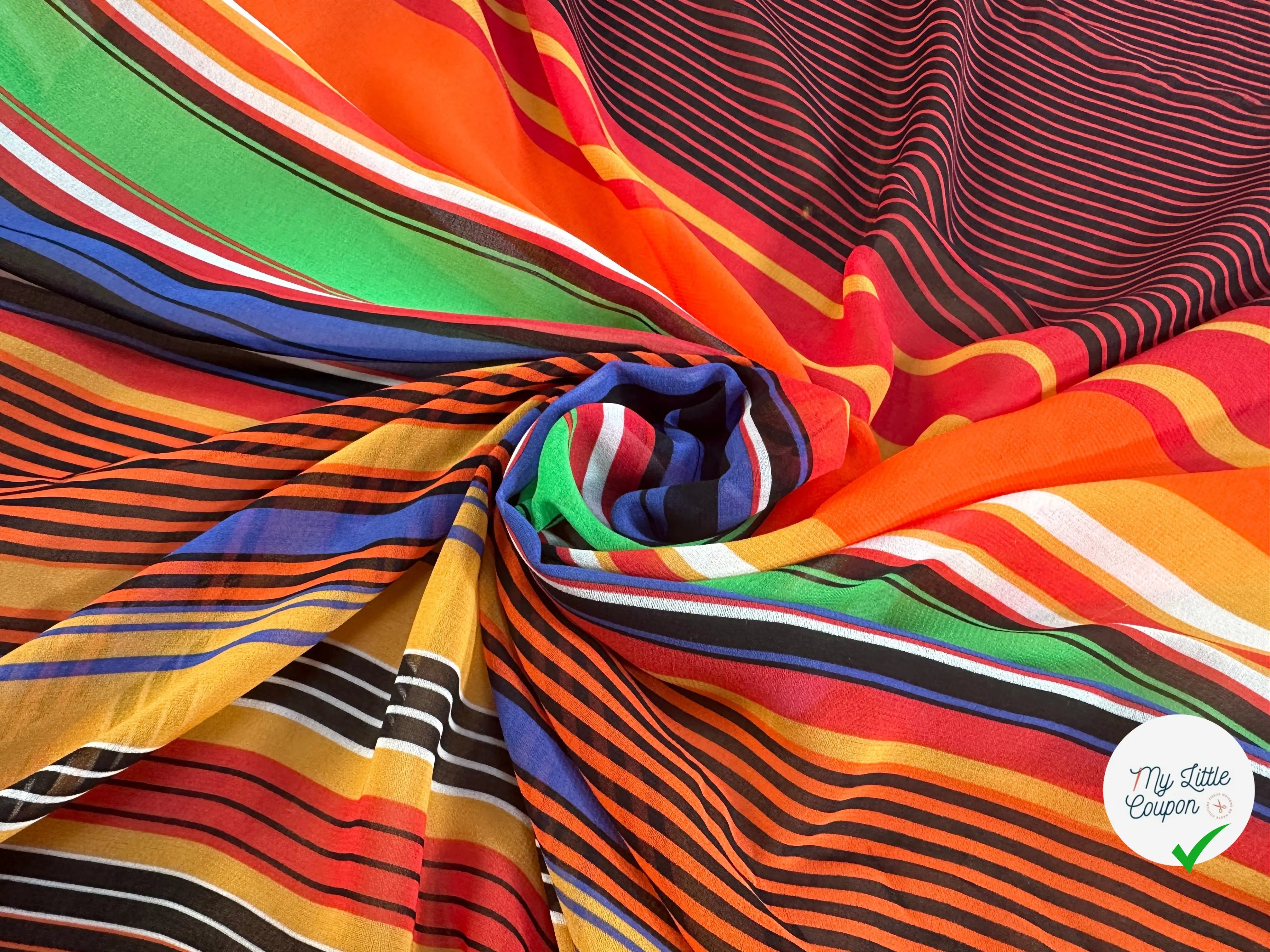 CREPE GEORGETTE STRIPES DE RAINBOW - My Little Coupon
