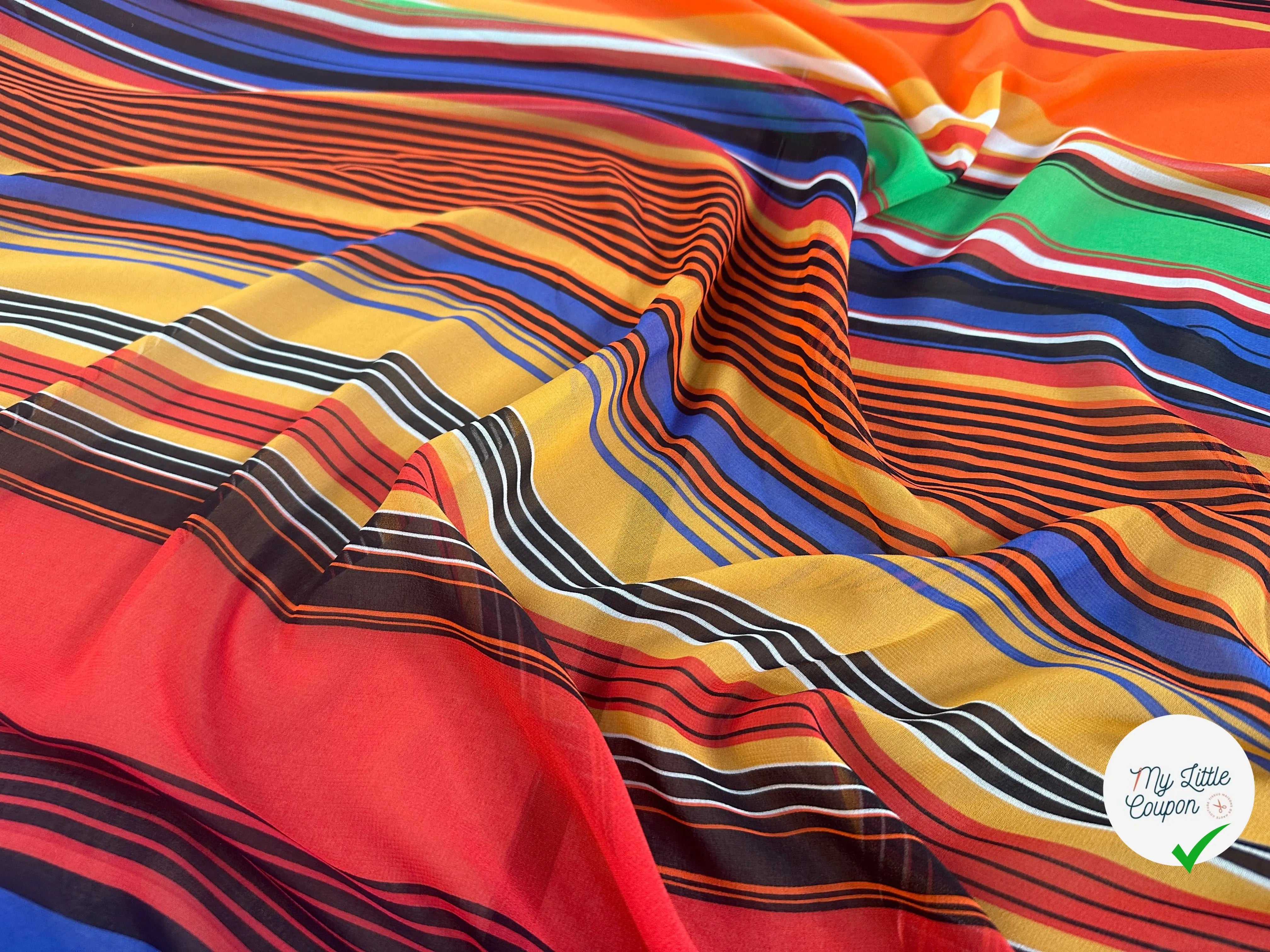 CREPE GEORGETTE STRIPES DE RAINBOW - My Little Coupon