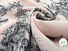 CRÊPE IMPRIMÉ TOILE DE JOUY NOIR FOND ROSE - My Little Coupon - tissu - coudre