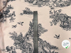 CRÊPE IMPRIMÉ TOILE DE JOUY NOIR FOND ROSE - My Little Coupon - tissu - coudre