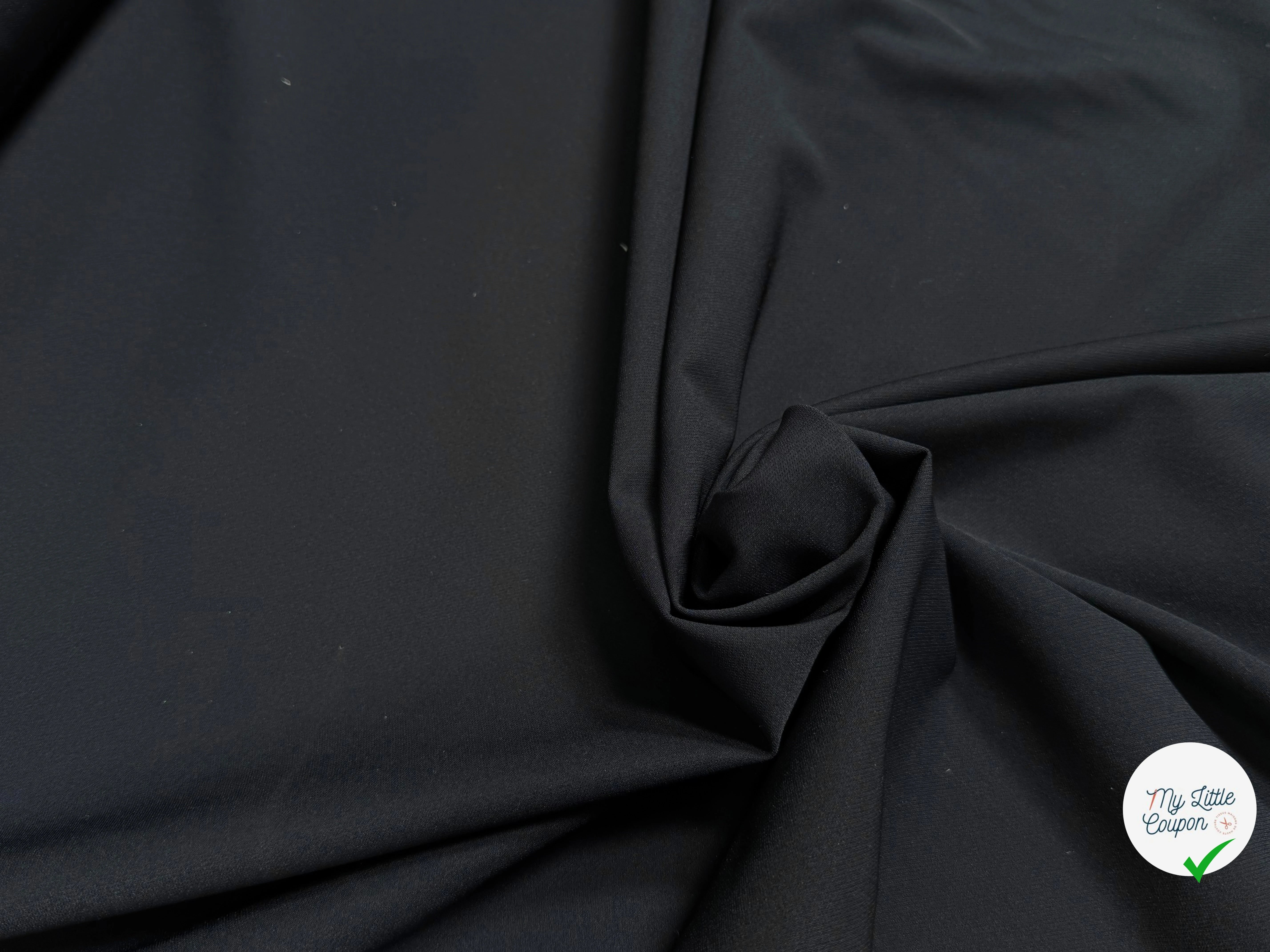 CREPE LÉGÈREMENT SATINÉ ASPECT PEACHSKIN ULTRA STRETCH NOIR - My Little Coupon