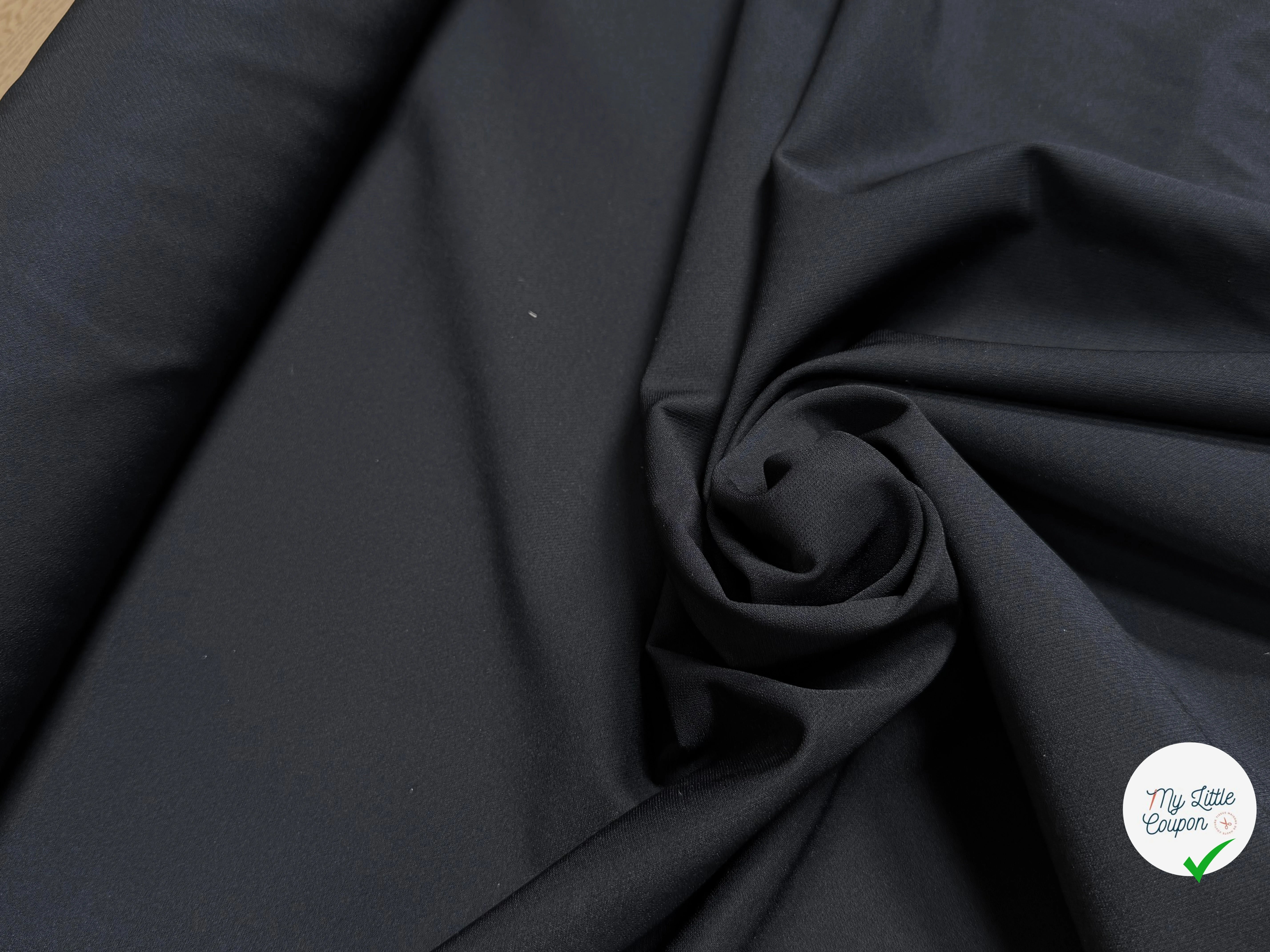 CREPE LÉGÈREMENT SATINÉ ASPECT PEACHSKIN ULTRA STRETCH NOIR - My Little Coupon