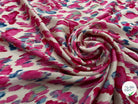 CREPE LÉGÈREMENT SATINÉ FLUIDE IMPRIMÉ ÉFFET NUAGE MULTICOLORES FOND ÉCRU - My Little Coupon
