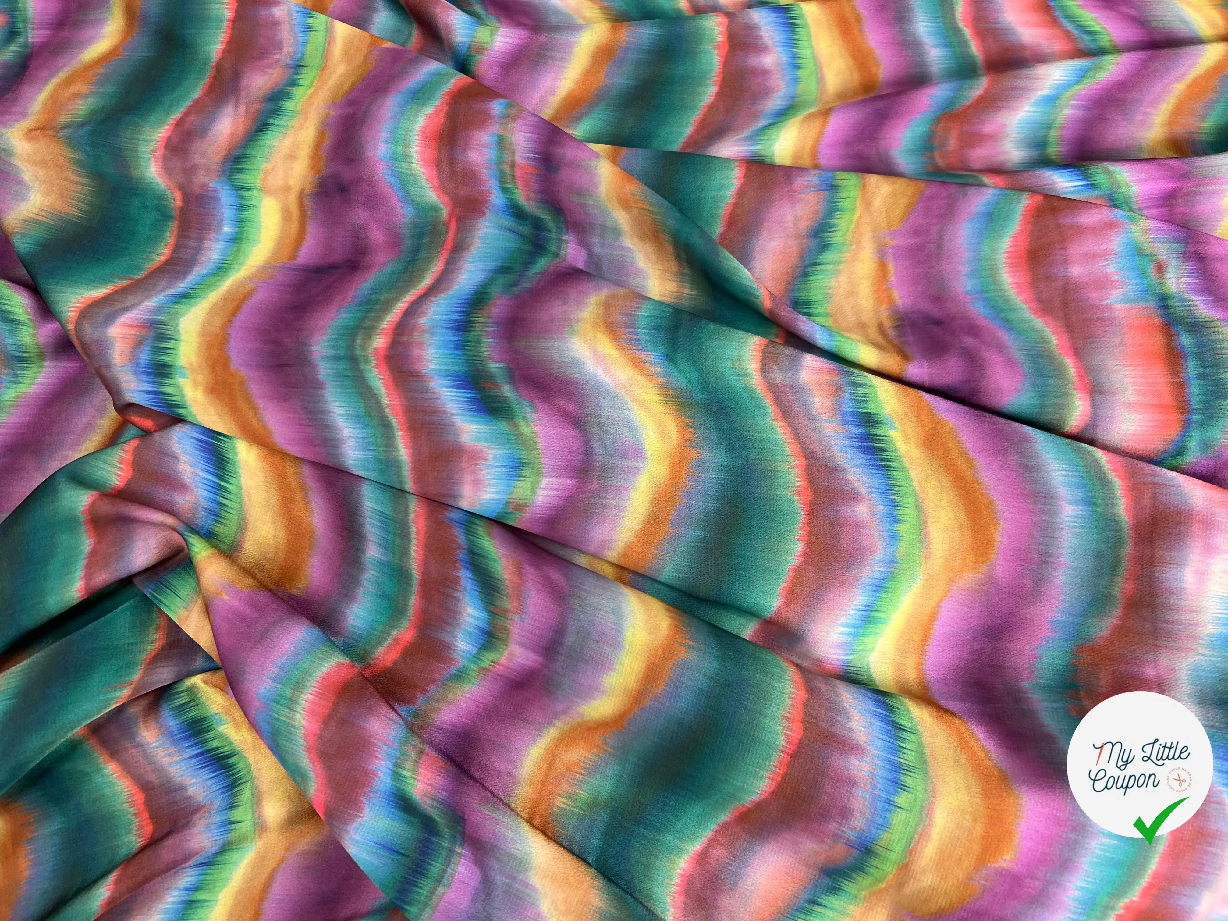 CRÊPE LÉGÈREMENT SATINÉ MULTICOLORS WAVES - My Little Coupon