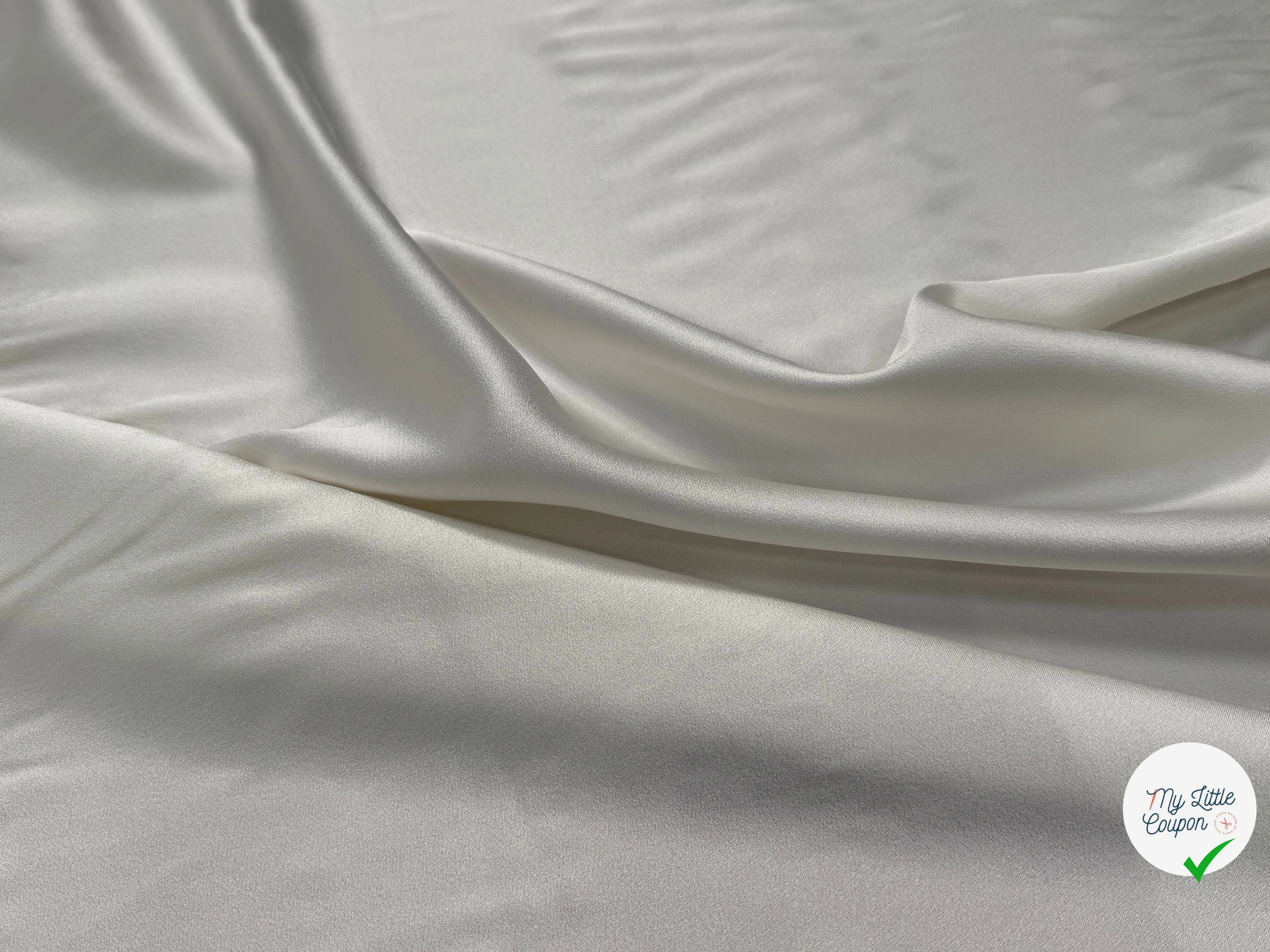CREPE LOURD ACETATE VISCOSE ENVERS SATIN IVOIRE - My Little Coupon