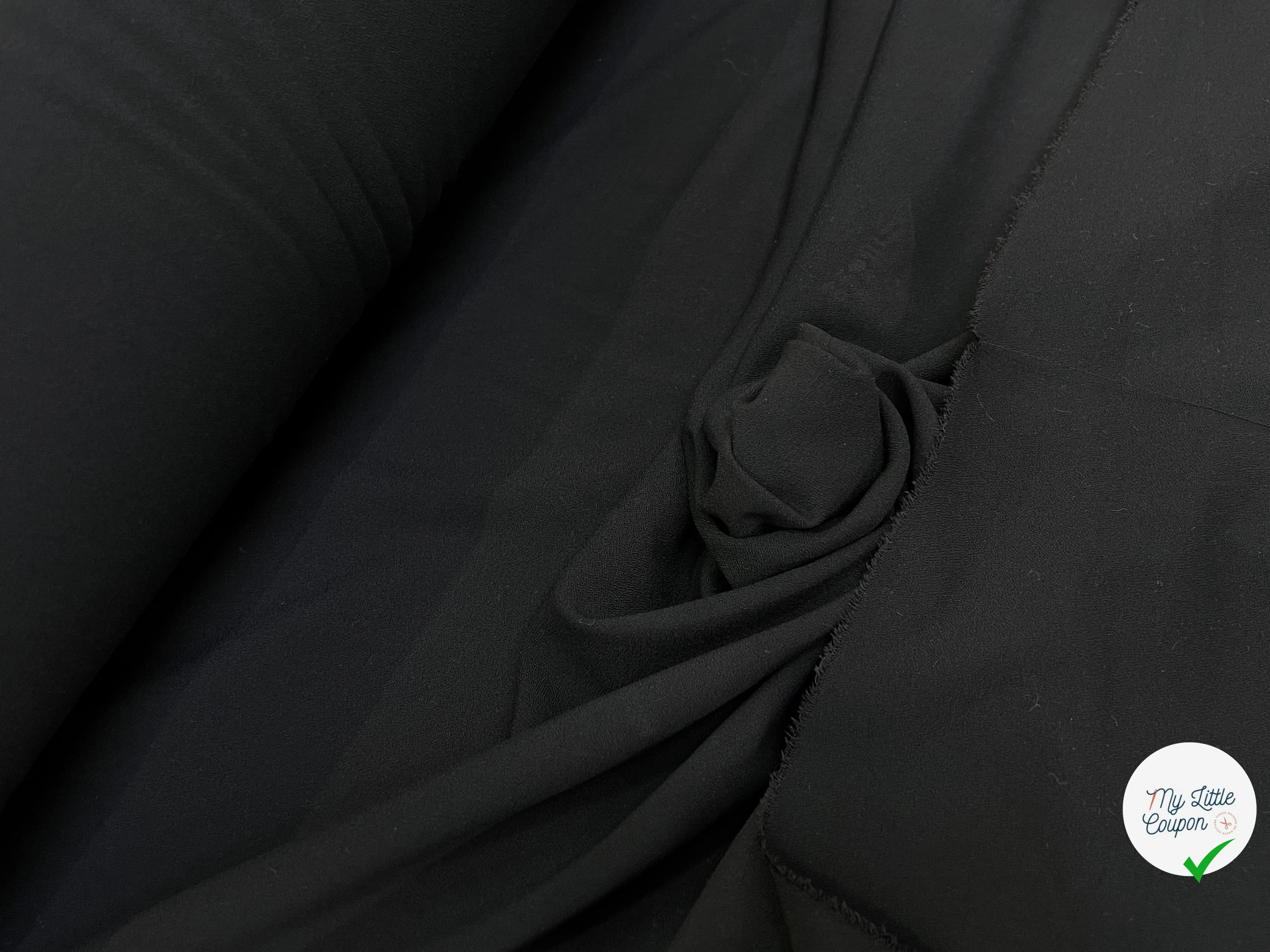 CREPE LOURD ACETATE VISCOSE SEMI-LOURD TOMBÉ FLUIDE NOIR LÉGÈREMENT STRETCH - My Little Coupon