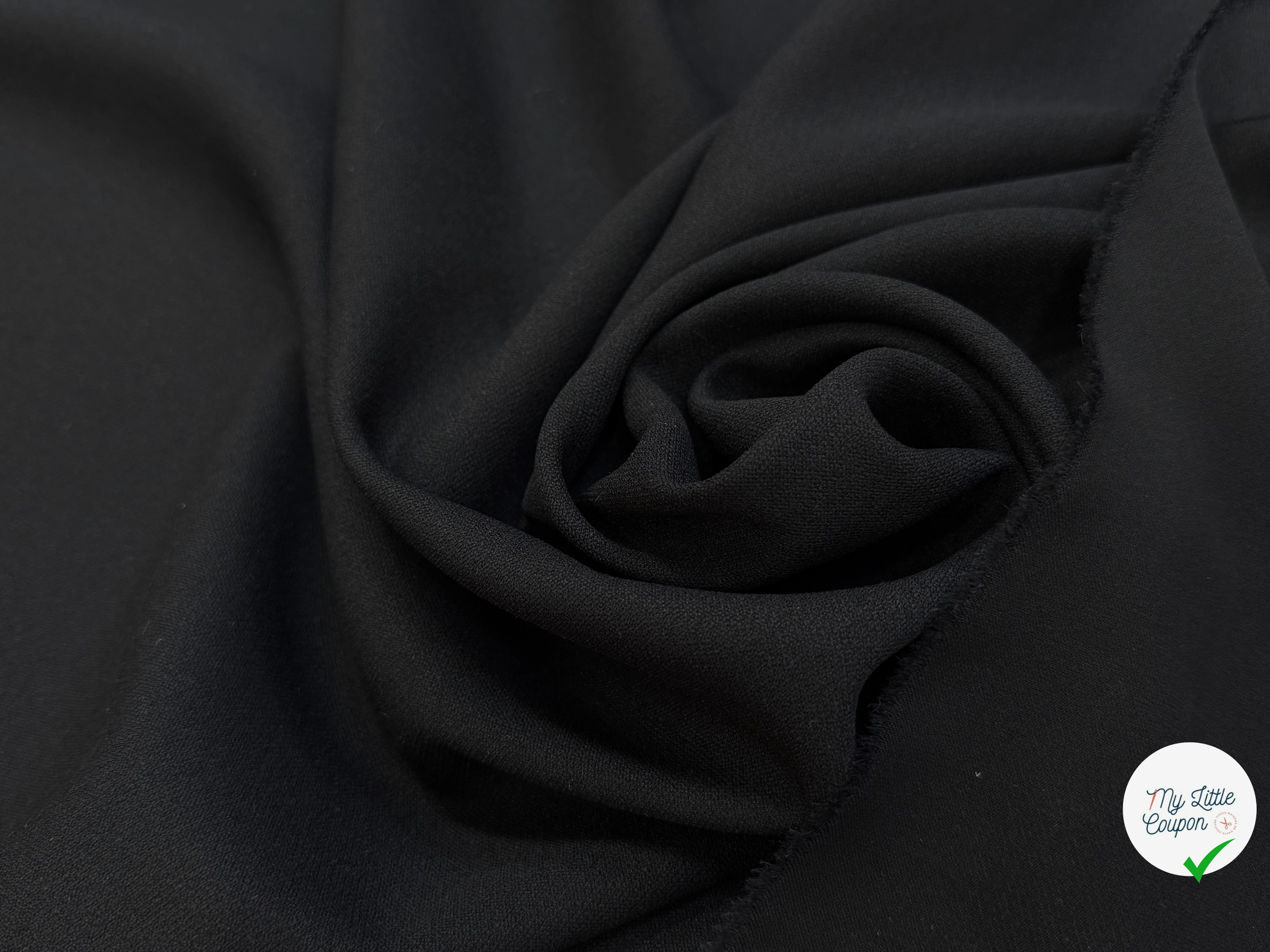 CREPE LOURD ACETATE VISCOSE STRETCH NOIR BEAU TOMBÉ 50% VISCOSE - My Little Coupon