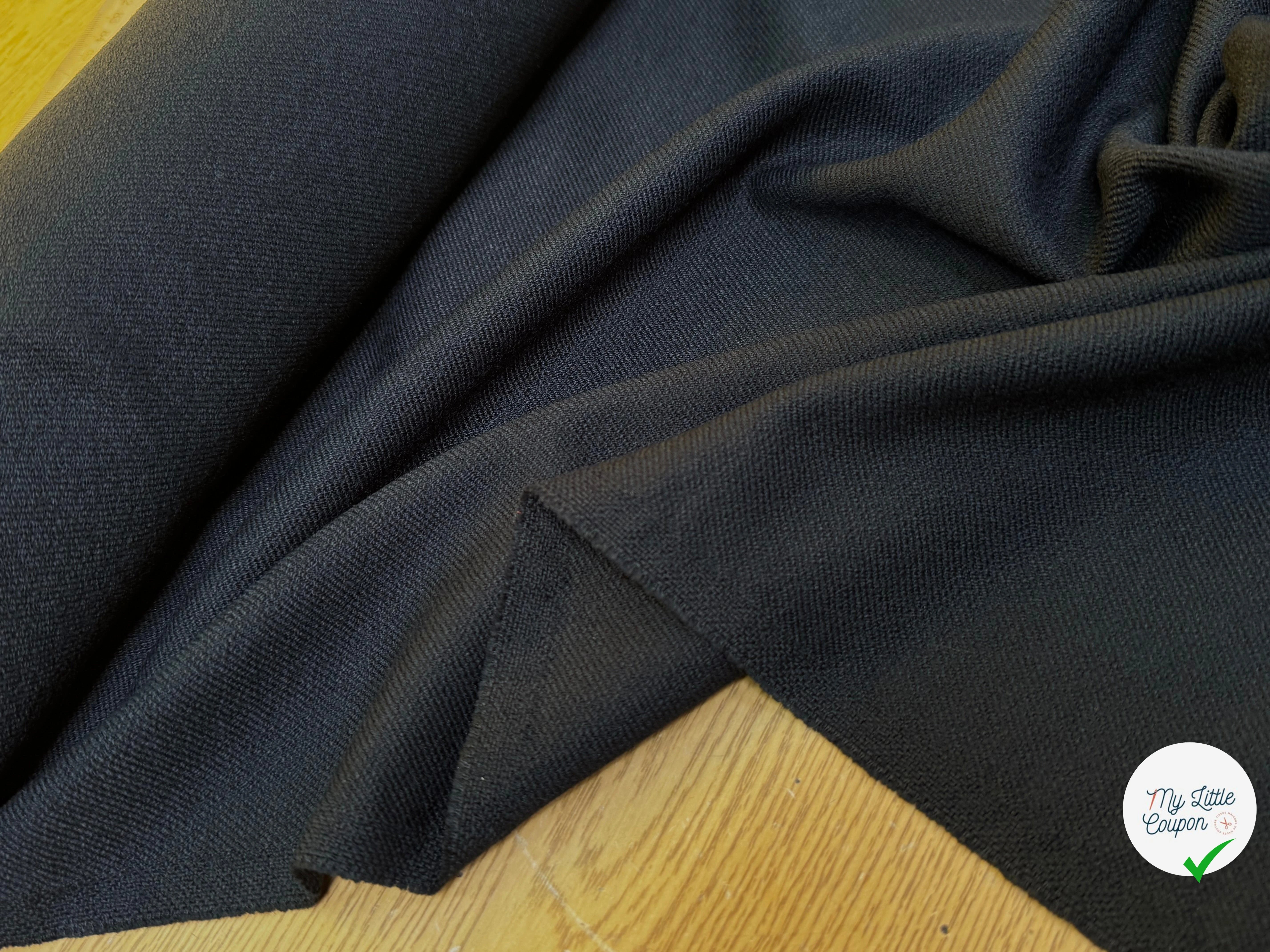 CREPE LOURD ASPECT MOUSSE NOIR 25% VISCOSE BEAU TOMBÉ - My Little Coupon