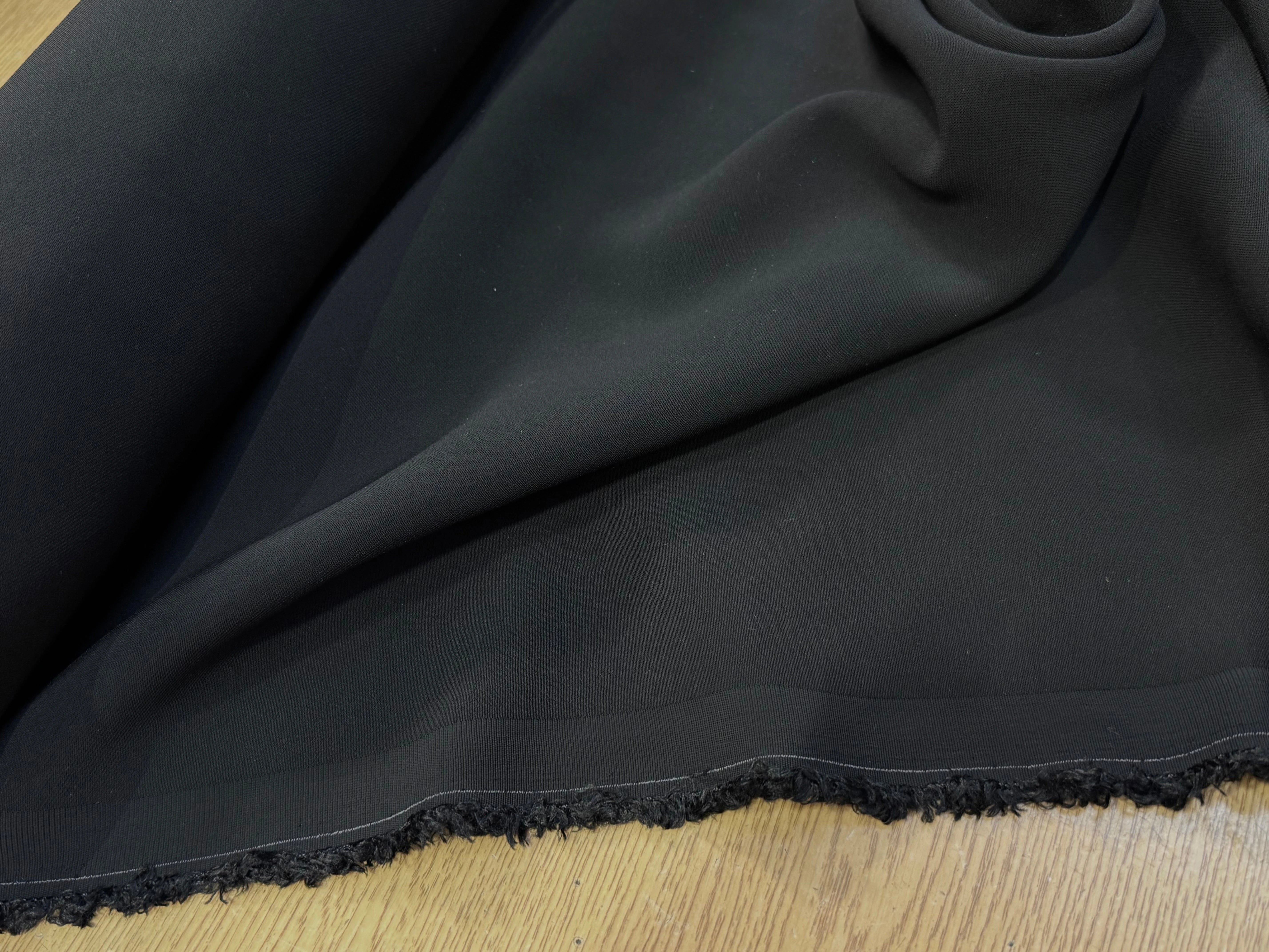 CREPE LOURD CONTRECOLLÉ COTON LÉGÈREMENT STRETCH NOIR - My Little Coupon