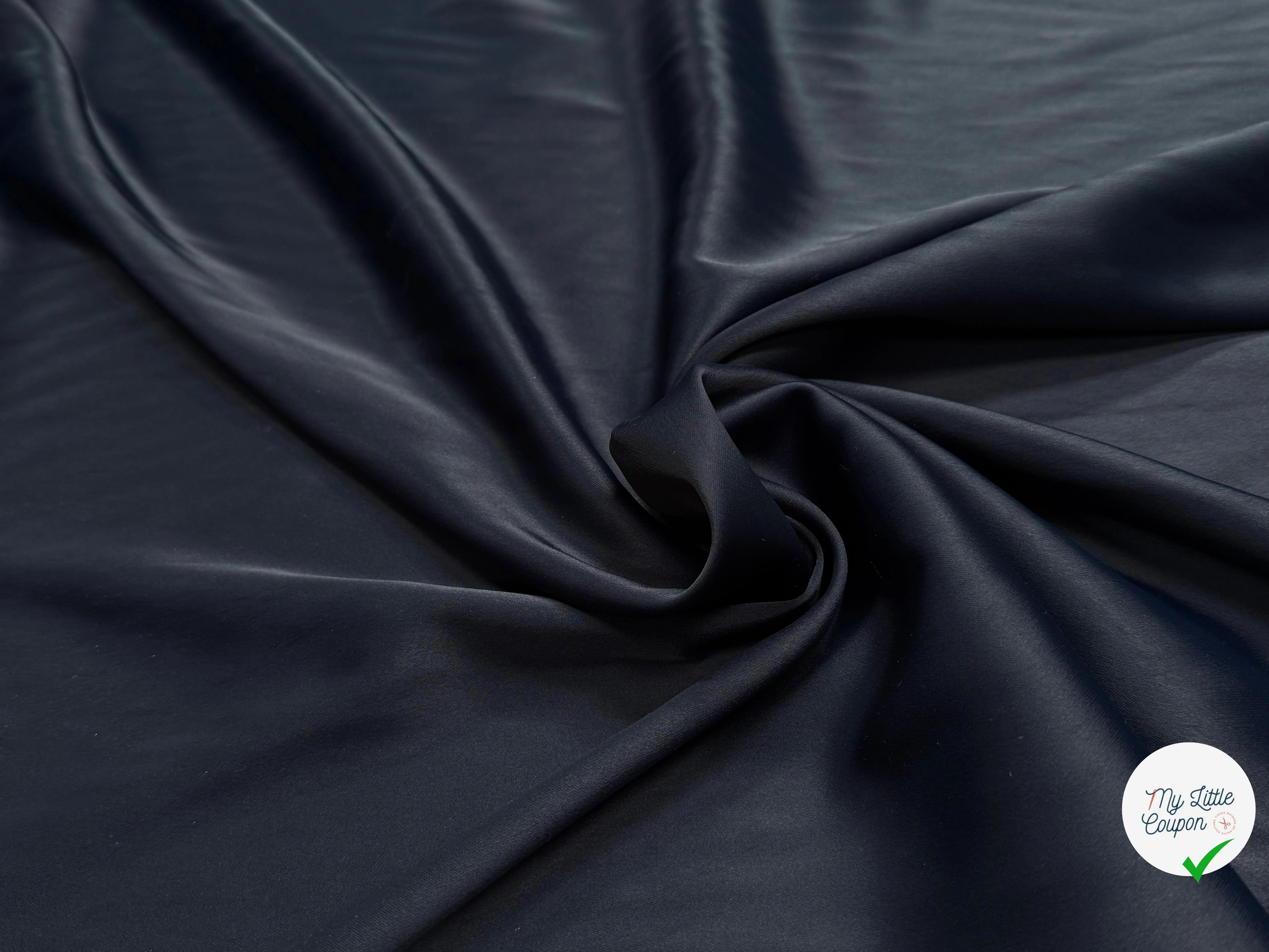 CREPE LOURD ENVERS SATIN ACETATE VISCOSE BLEU FONCÉ STRETCH - My Little Coupon