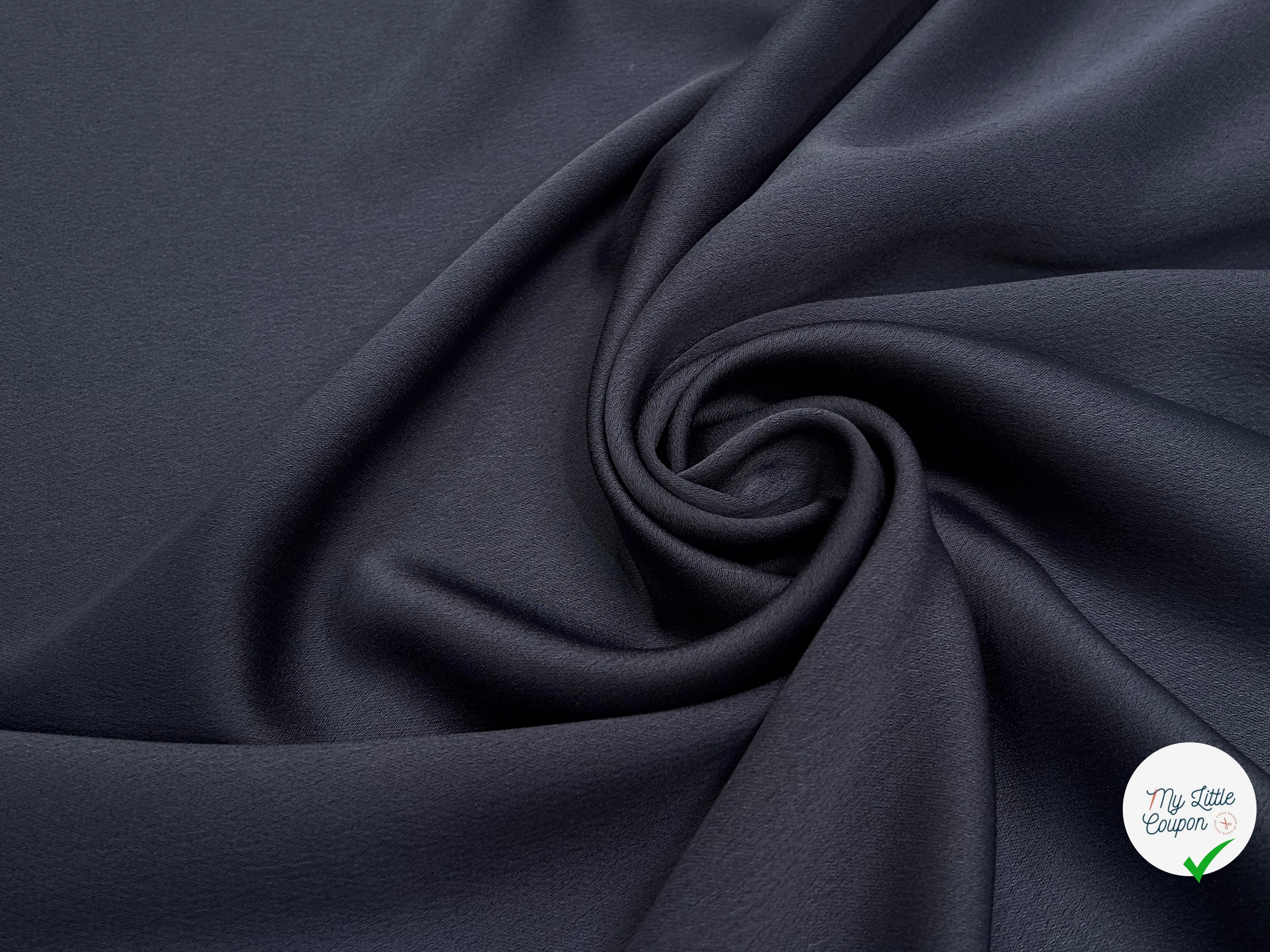 CREPE LOURD ENVERS SATIN BLEU NUIT QUALITÉ COUTURE - My Little Coupon