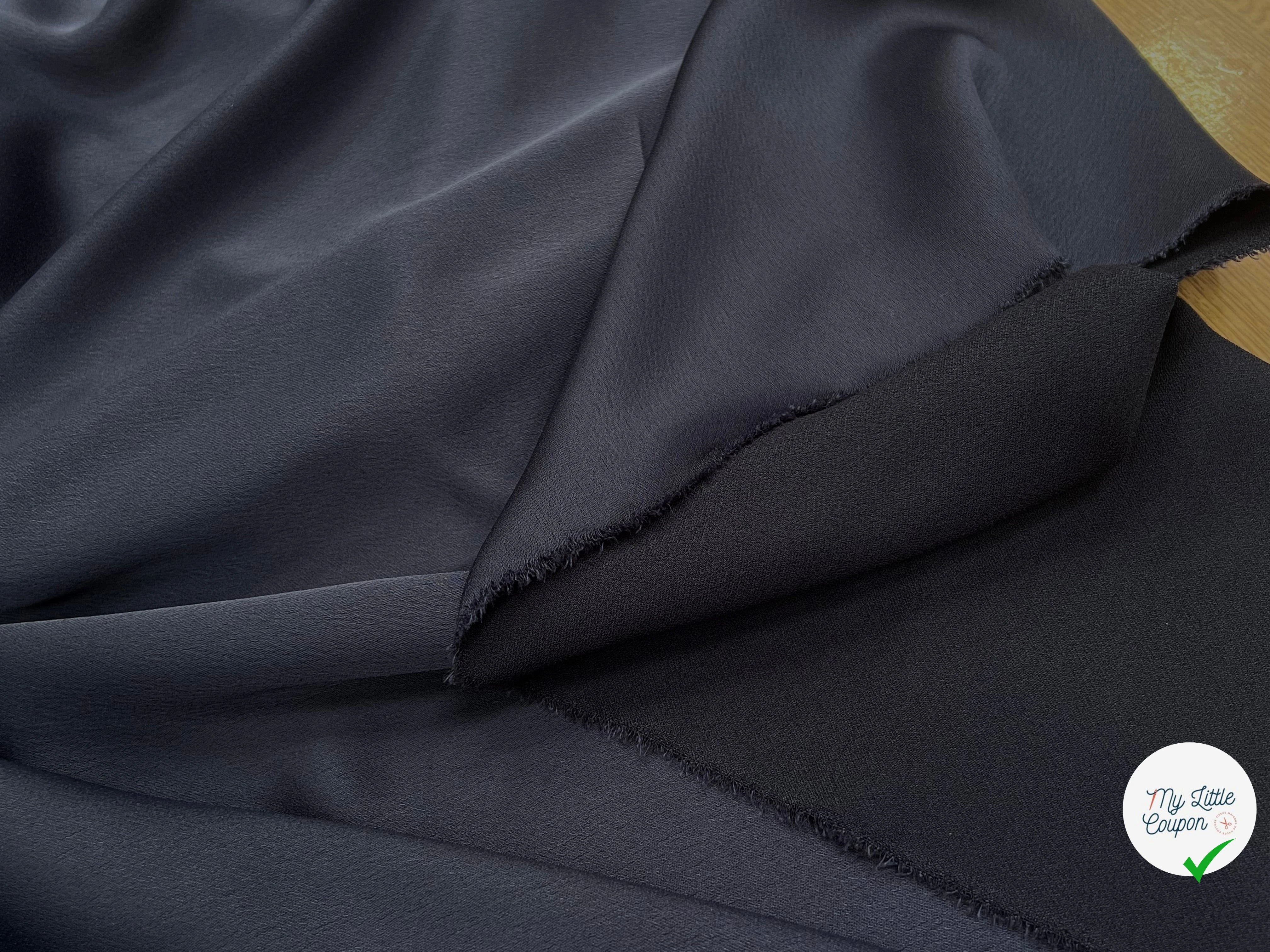 CREPE LOURD ENVERS SATIN BLEU NUIT QUALITÉ COUTURE - My Little Coupon
