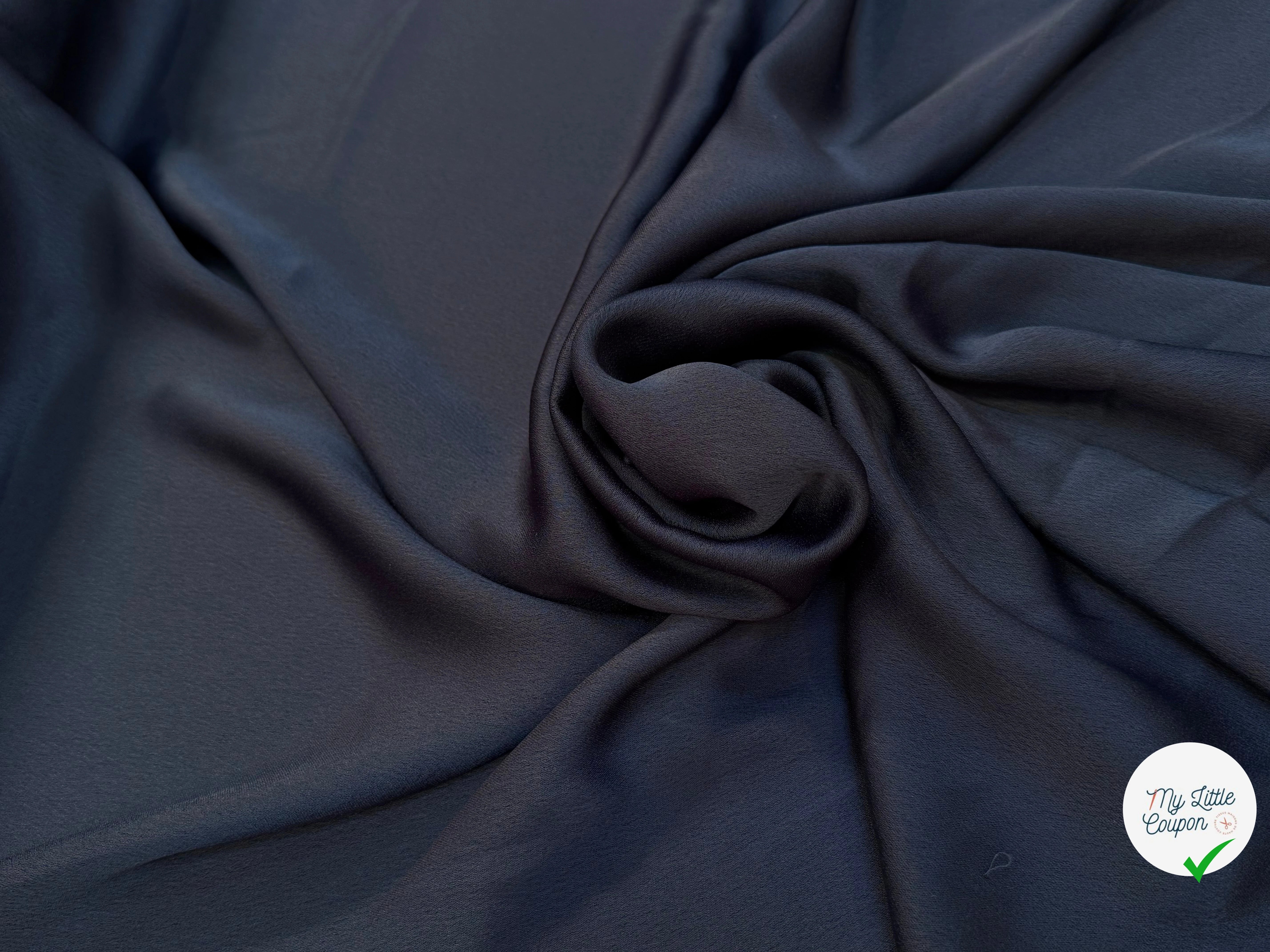 CREPE LOURD ENVERS SATIN MARINE QUALITÉ COUTURE - My Little Coupon