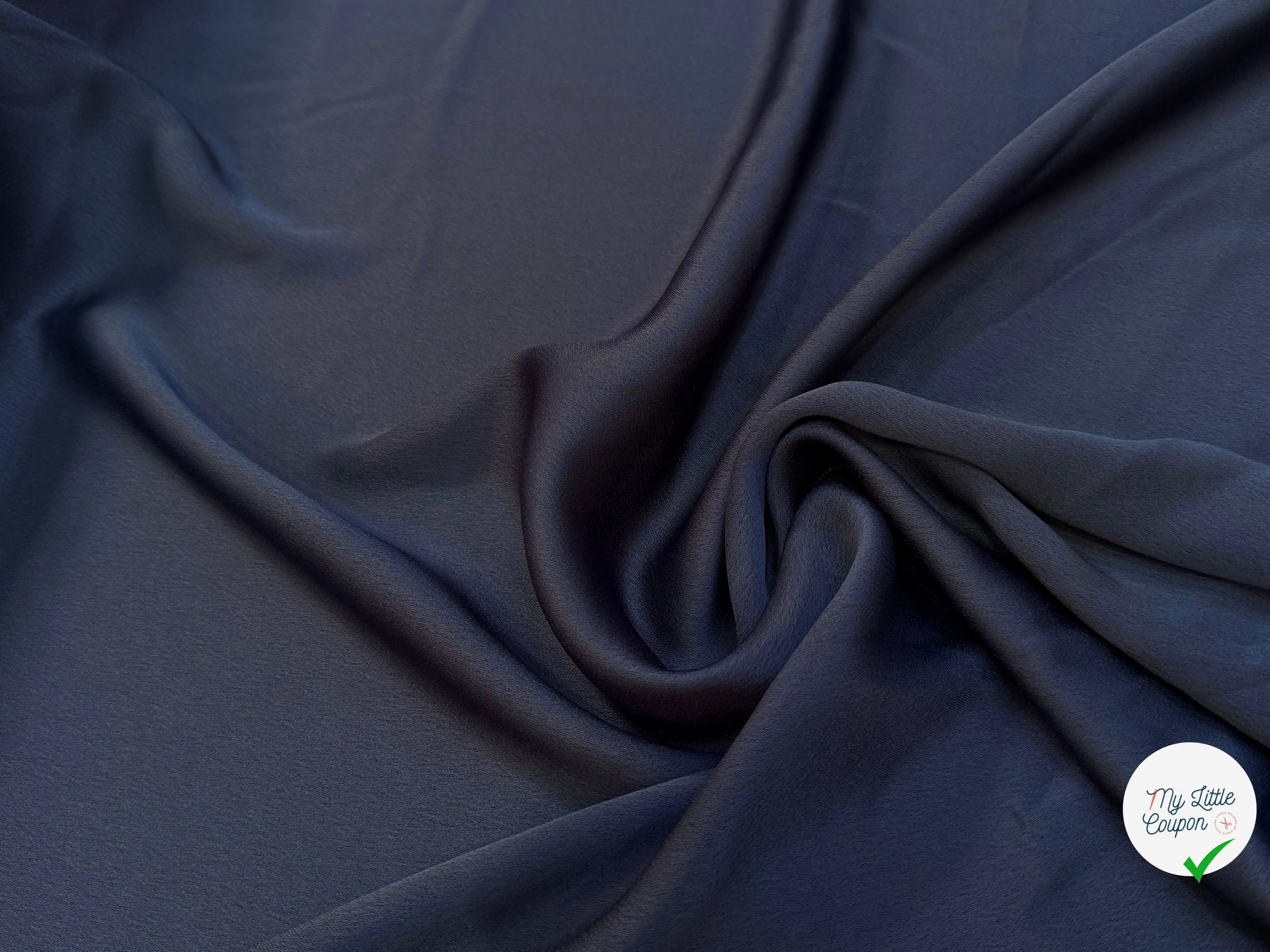 CREPE LOURD ENVERS SATIN MARINE QUALITÉ COUTURE - My Little Coupon