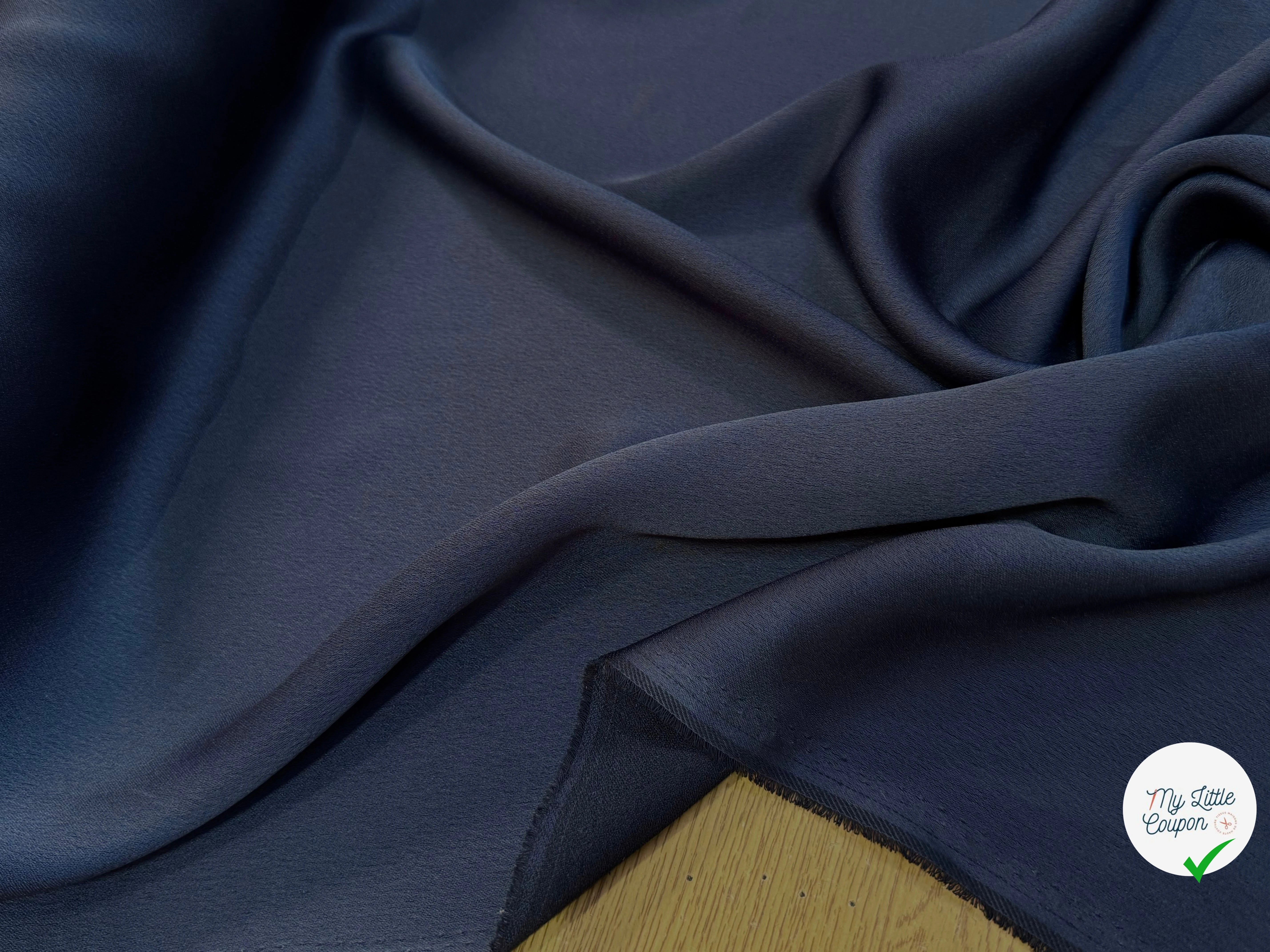 CREPE LOURD ENVERS SATIN MARINE QUALITÉ COUTURE - My Little Coupon