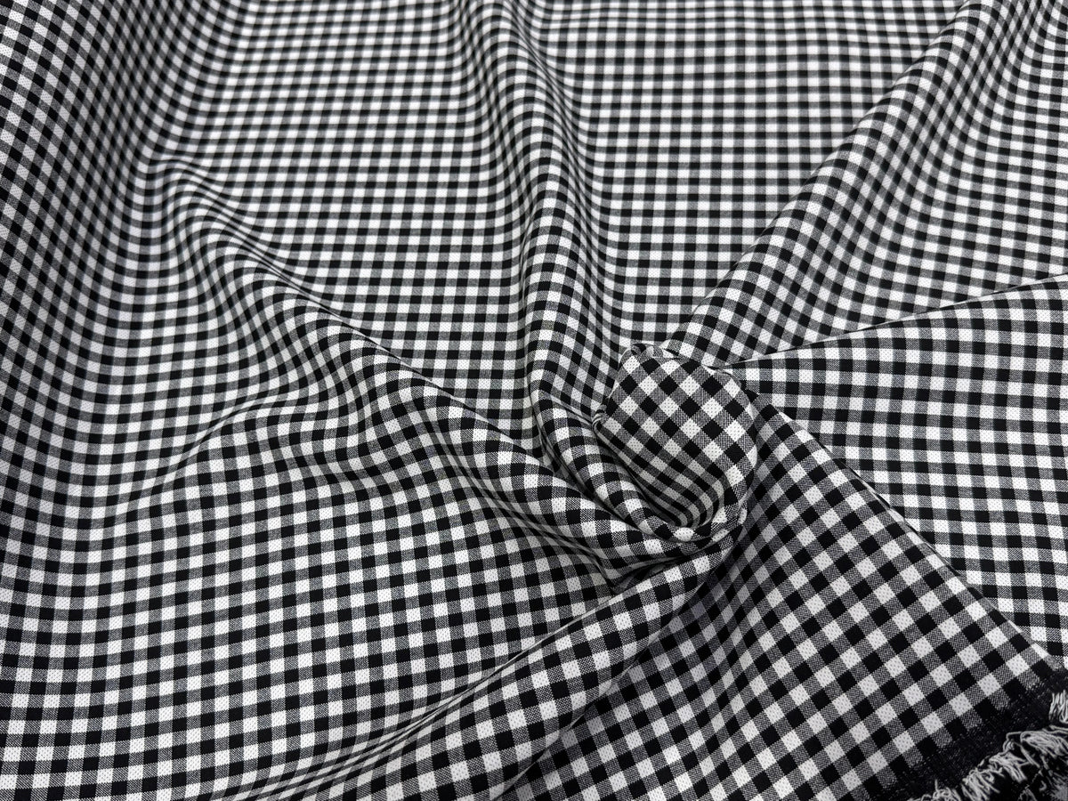 CRÊPE LOURD JAPAN VICHY BLANC NOIR STRETCH SUPER TENUE 28% VISCOSE - My Little Coupon