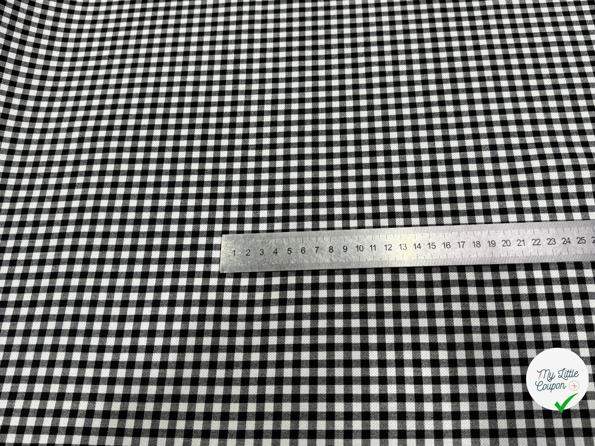 CRÊPE LOURD JAPAN VICHY BLANC NOIR STRETCH SUPER TENUE 28% VISCOSE - My Little Coupon
