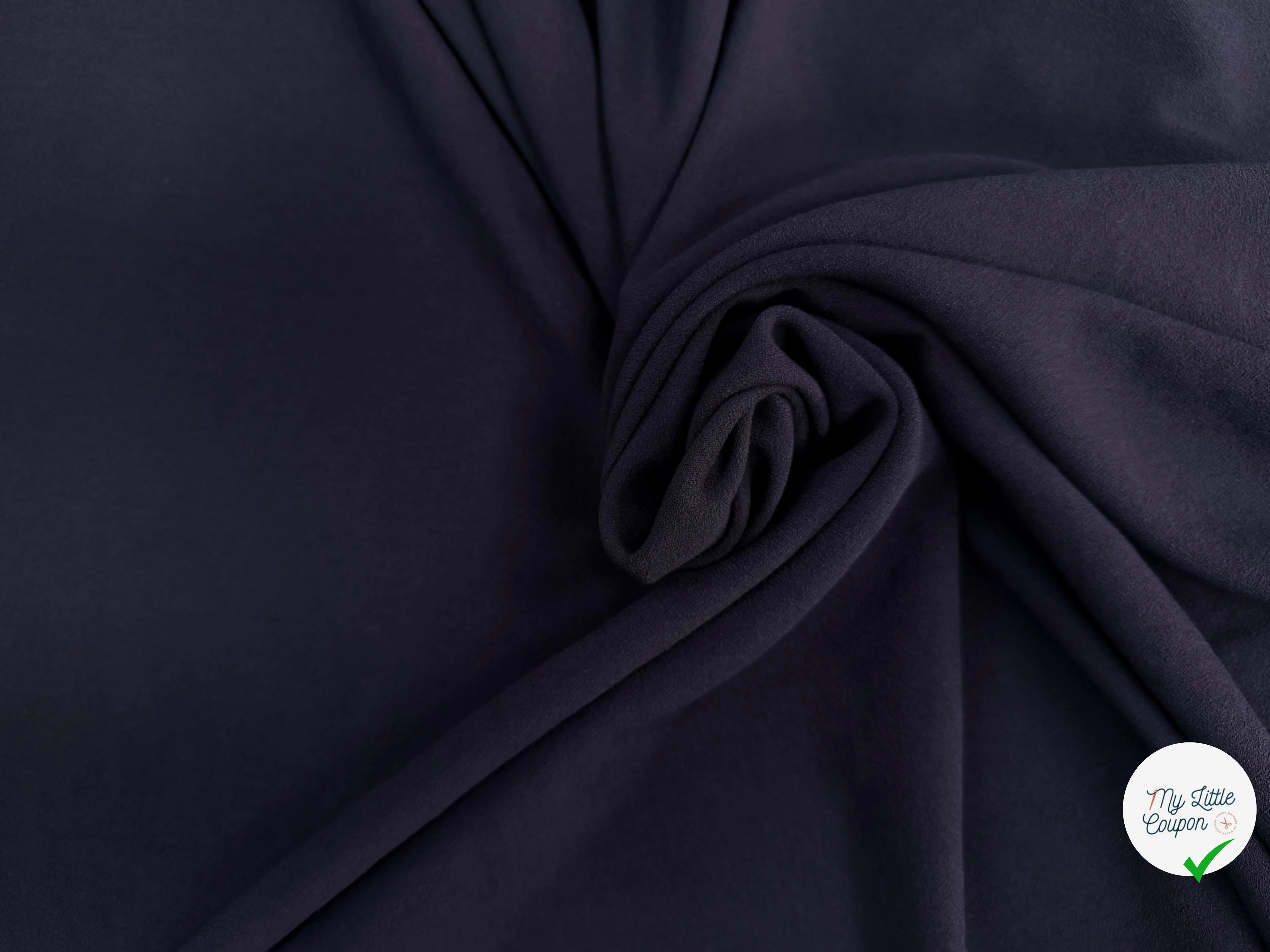 CREPE LOURD MOUSSE POLYVISOSE STRETCH BLEU NAVY SUBLIME - My Little Coupon