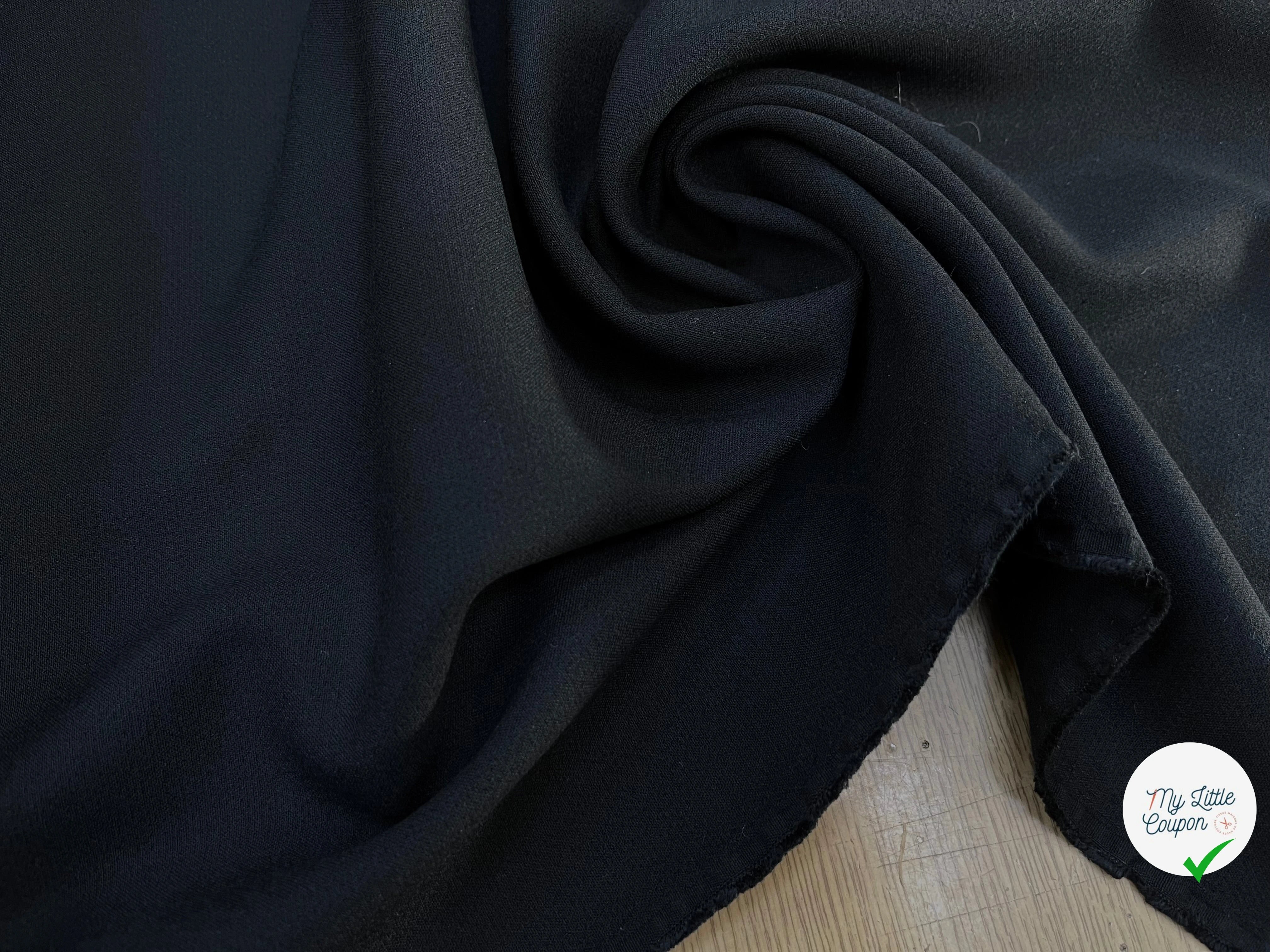 CREPE LOURD POLYESTER NOIR STRETCH 130CM - My Little Coupon