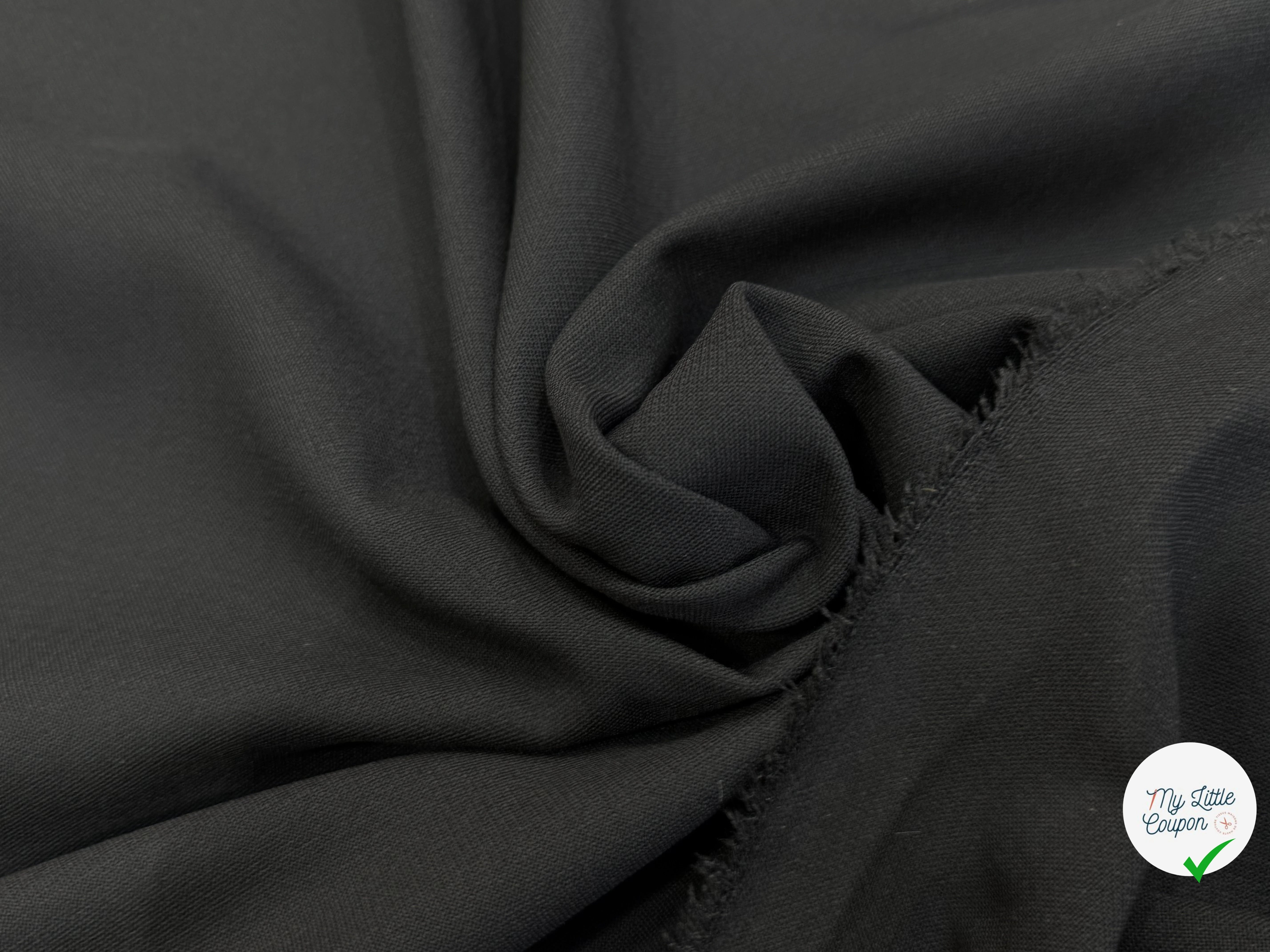 CREPE LOURD POLYVISCOSE BEAU TOMBÉ NOIR STRETCH - My Little Coupon