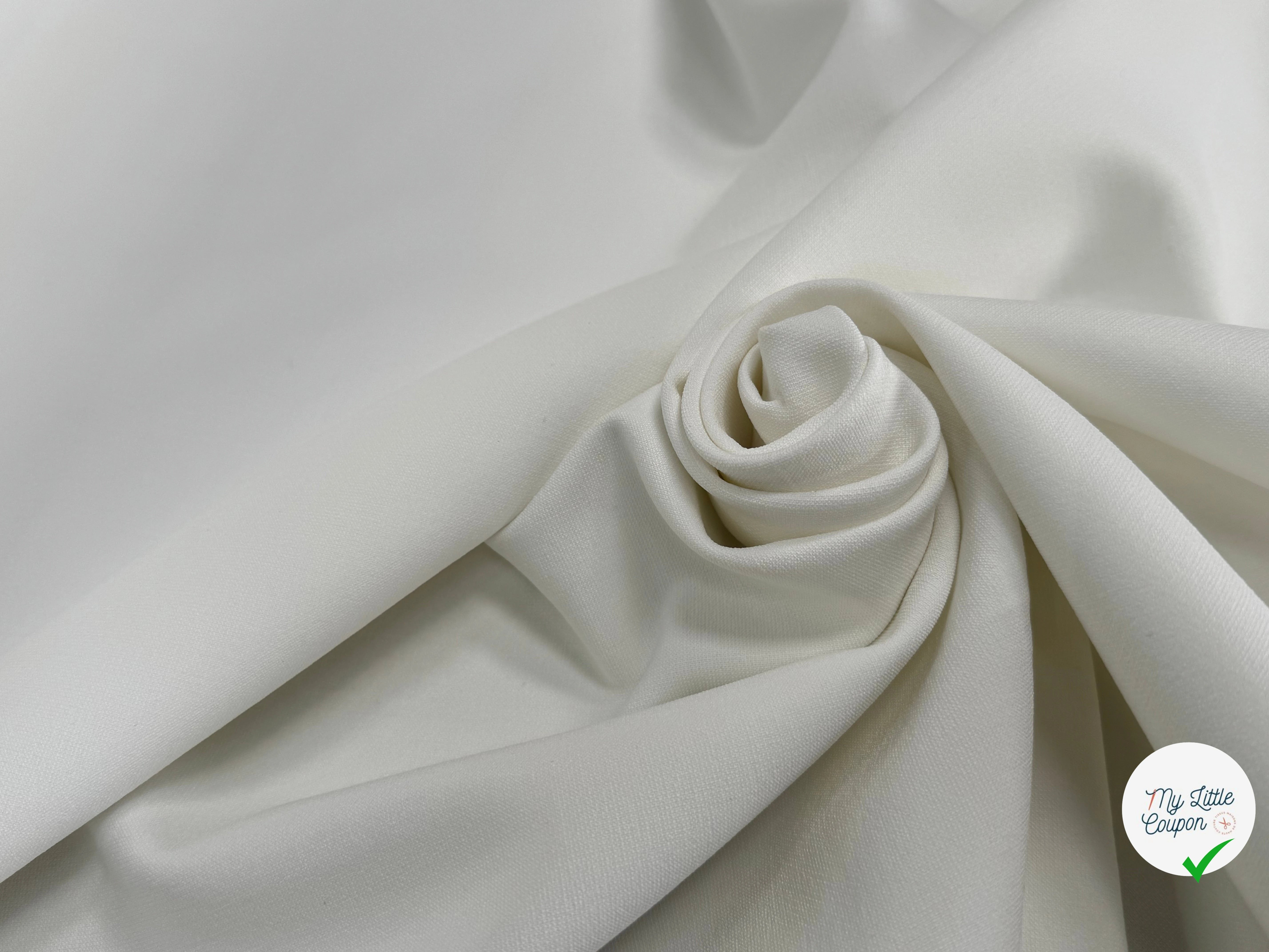 CREPE LOURD POLYVISCOSE ET COTON STRETCH TRÈS BELLE TENUE BLANC LÉGÈREMENT CASSÉ - My Little Coupon