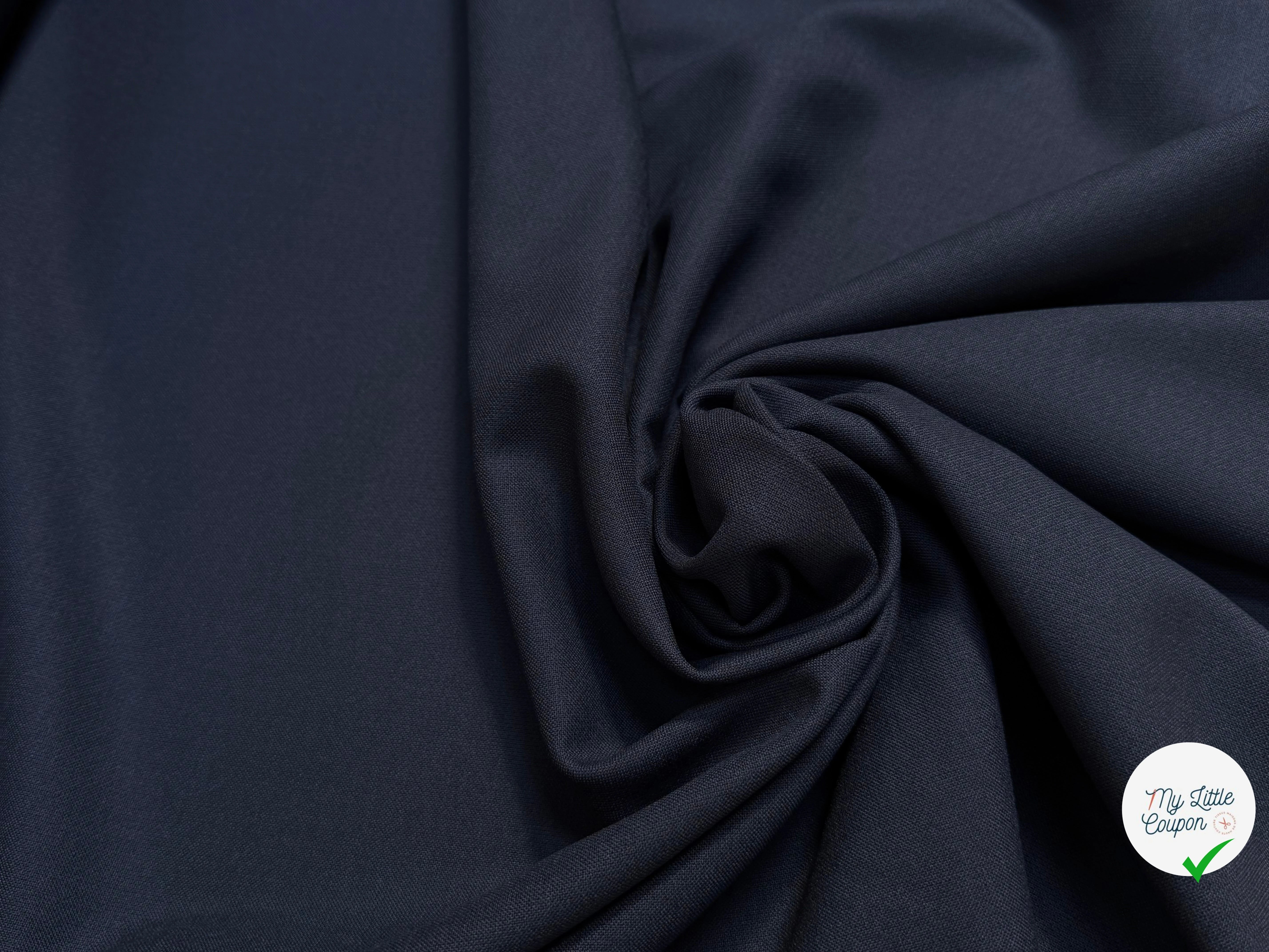 CREPE LOURD POLYVISCOSE JAPAN STRETCH NAVY 29% VISCOSE - My Little Coupon