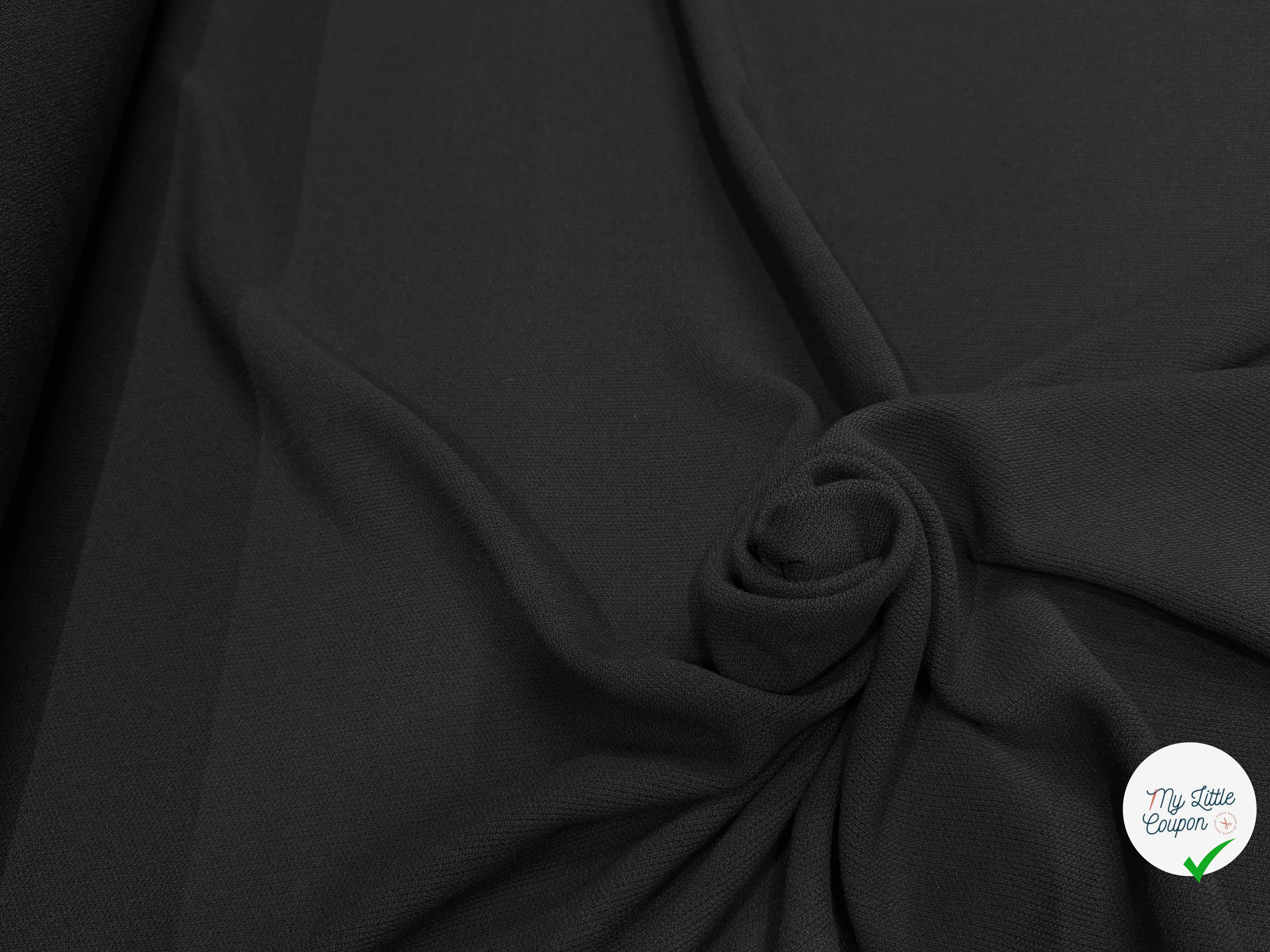 Tissu crêpe lourd polyviscose laine noir