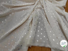 CREPE LUREX ÉCRU POIS ARGENTÉ - My Little Coupon