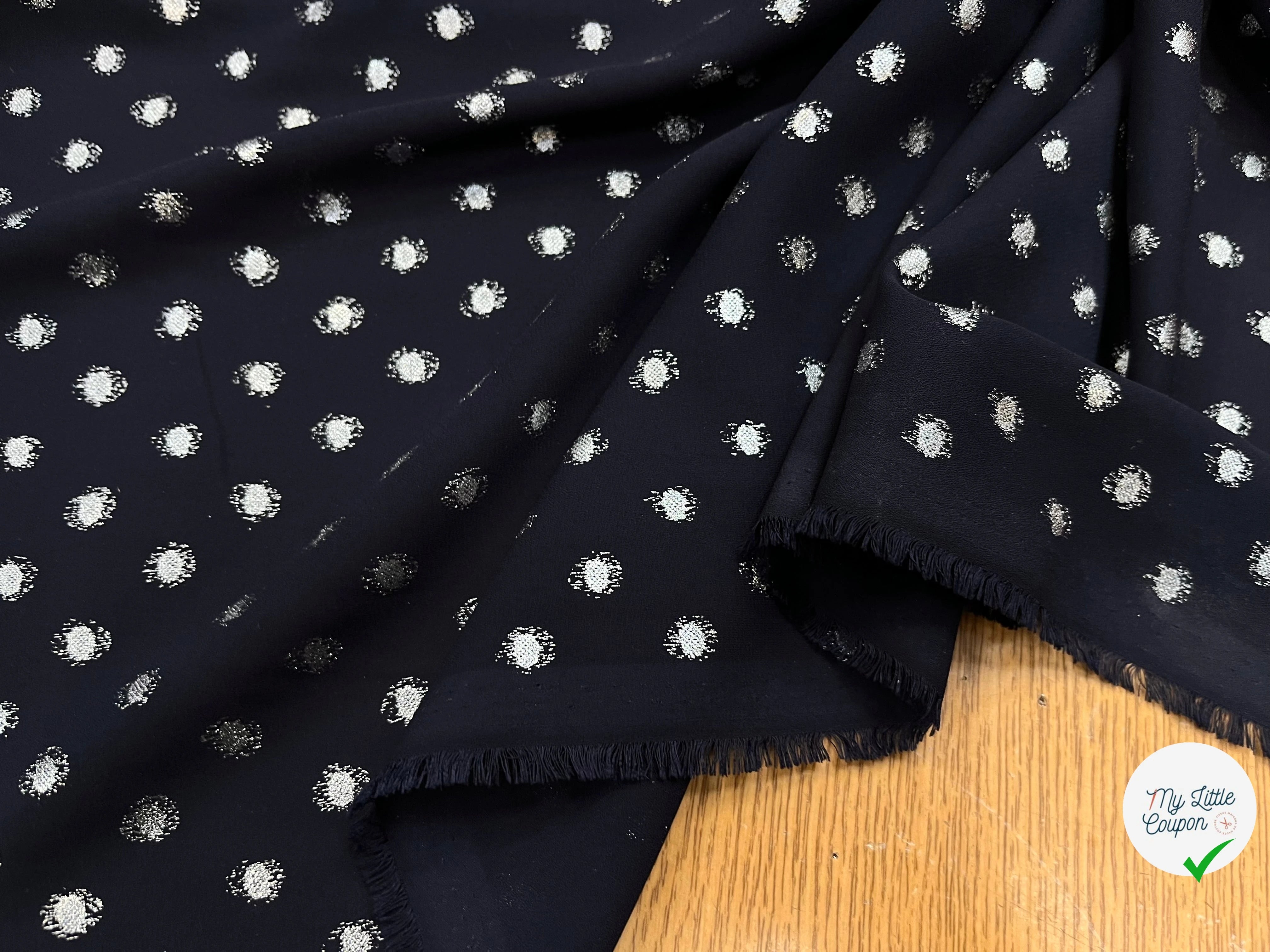 CREPE LUREX MARINE POIS SILVER - My Little Coupon