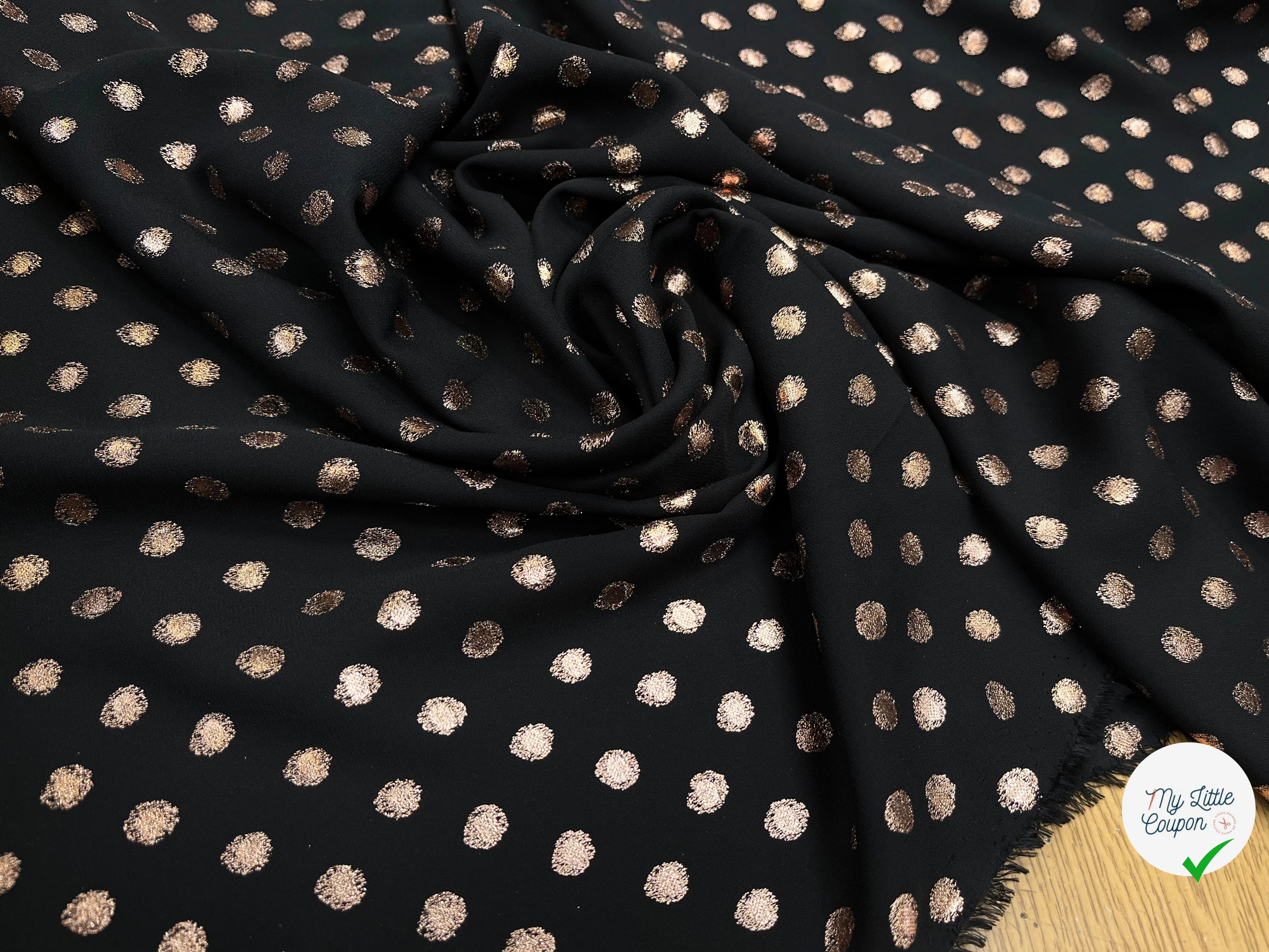 CREPE LUREX NOIR POIS ARGENTÉ - My Little Coupon