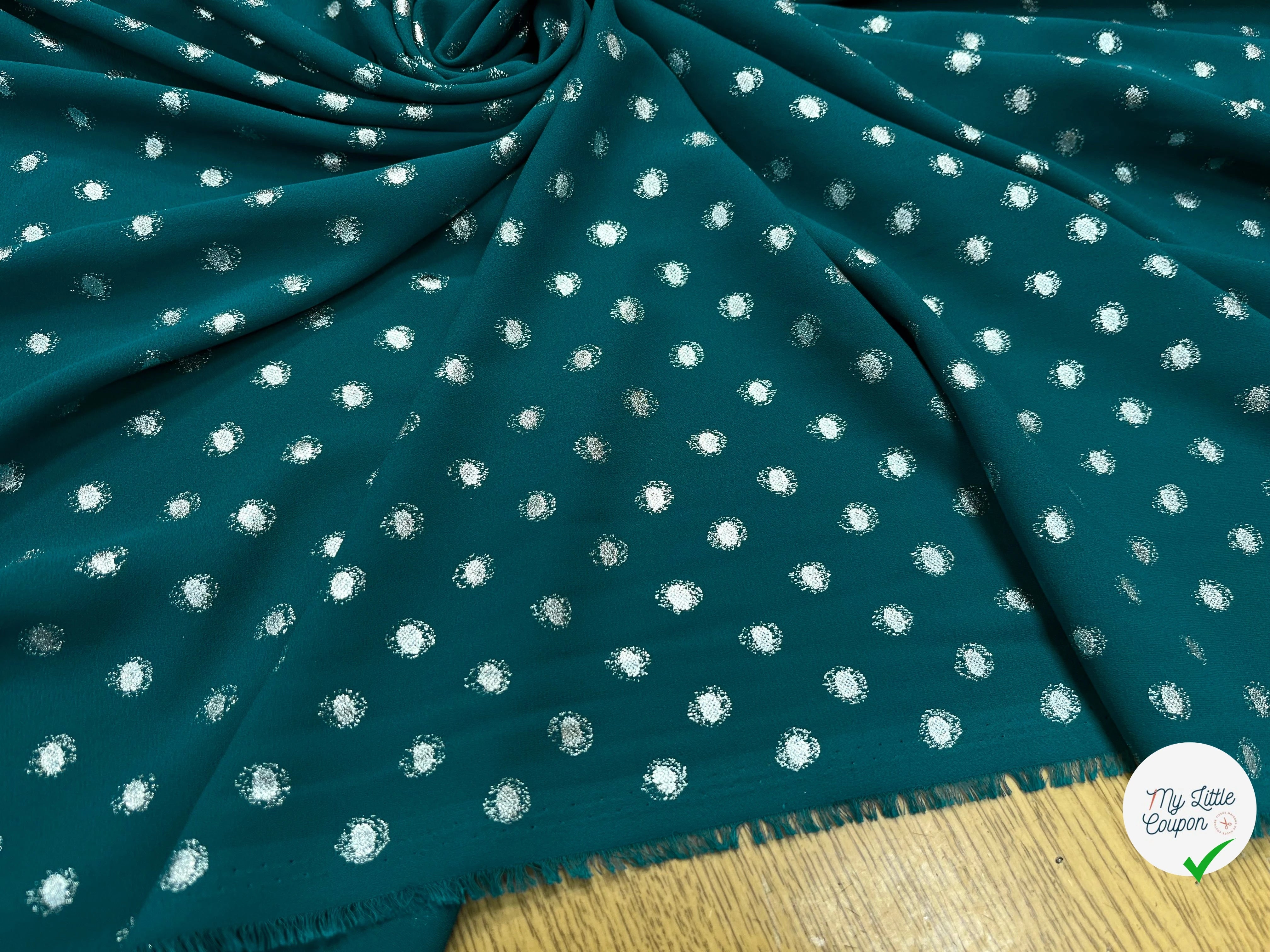 CREPE LUREX VERT CANARD POIS ARGENTÉ - My Little Coupon